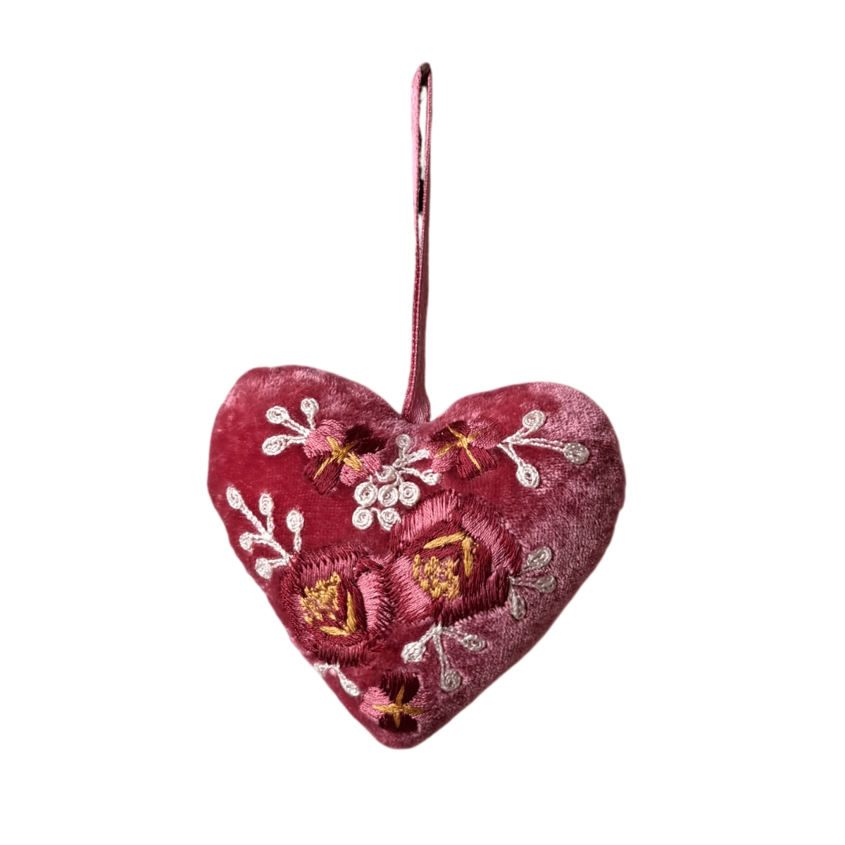 Hand Embroidered Silk Velvet Heart Ornaments Ornament Anke Drechsel SS
