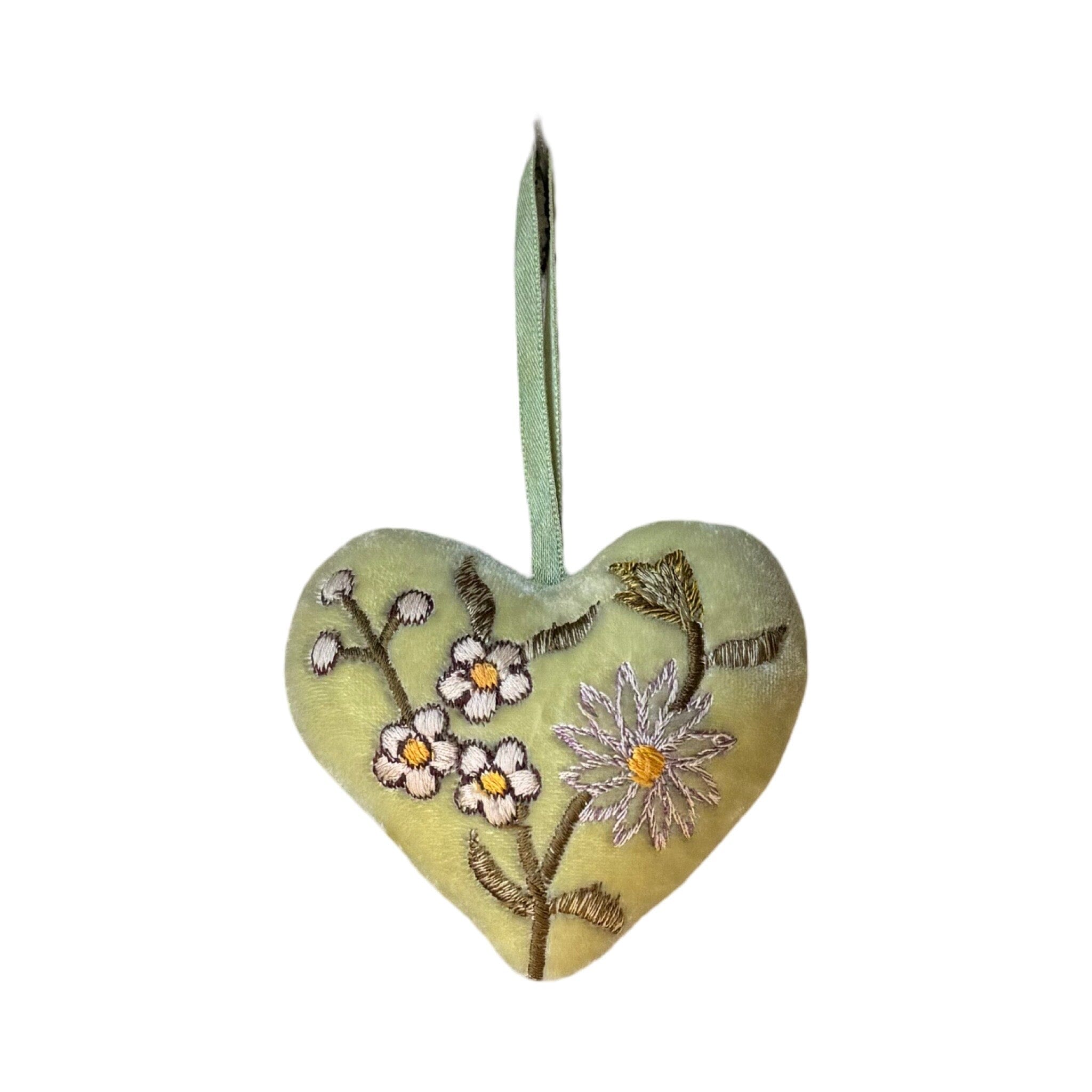 Hand Embroidered Silk Velvet Heart Ornaments Ornament Anke Drechsel T