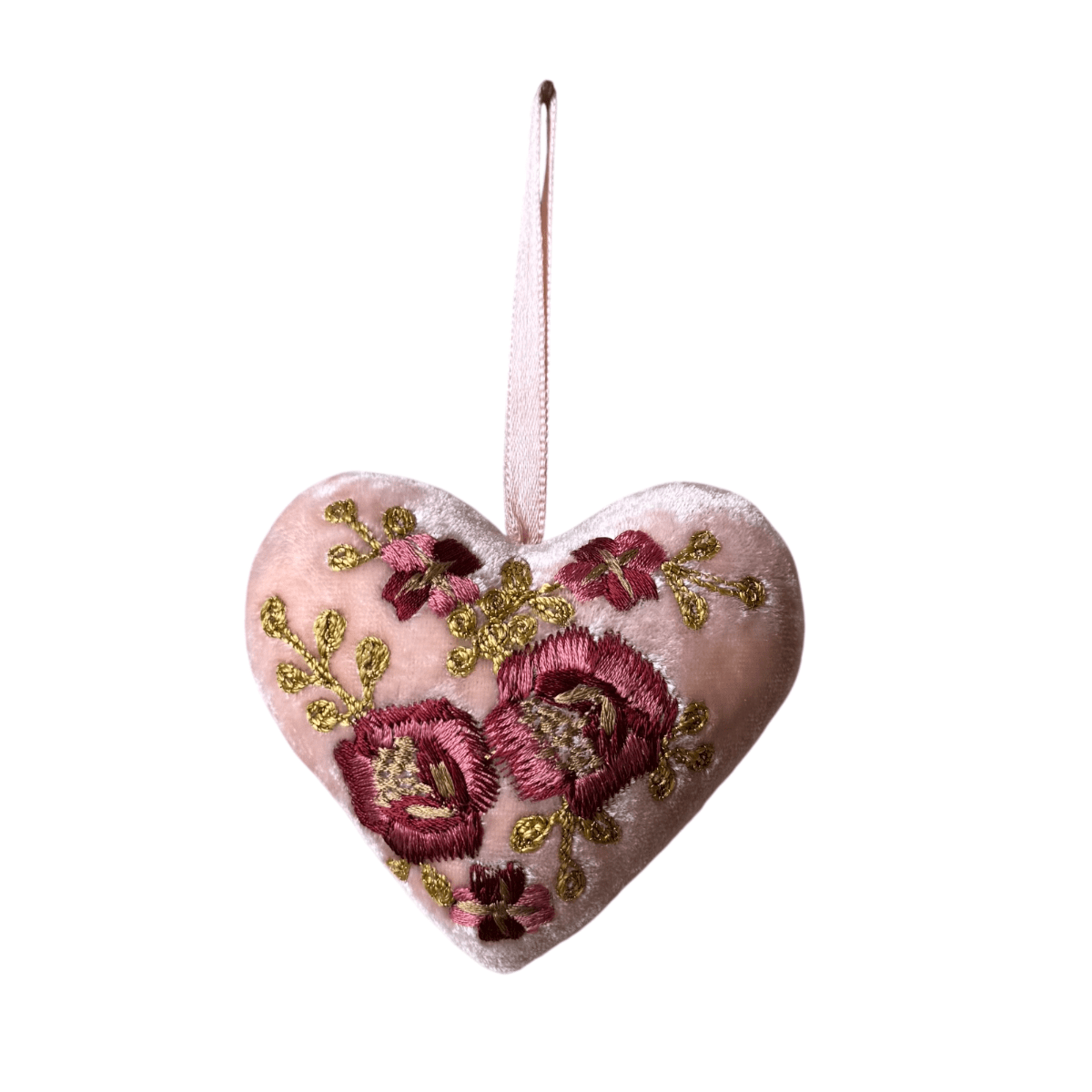 Hand Embroidered Silk Velvet Heart Ornaments Ornament Anke Drechsel T