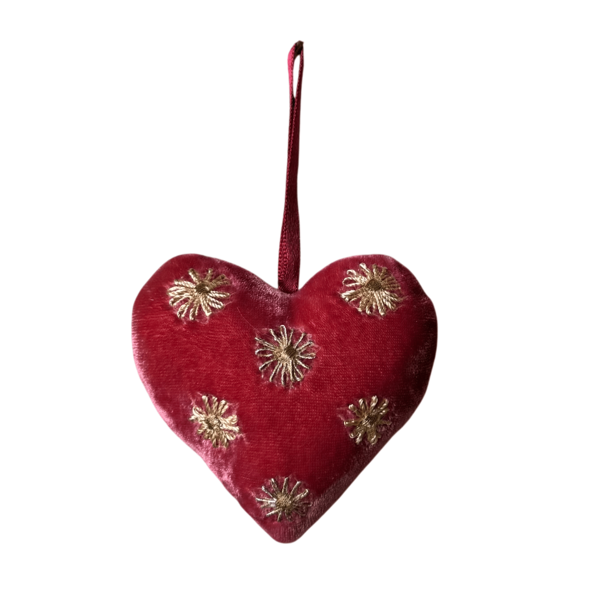 Hand Embroidered Silk Velvet Heart Ornaments Ornament Anke Drechsel VV