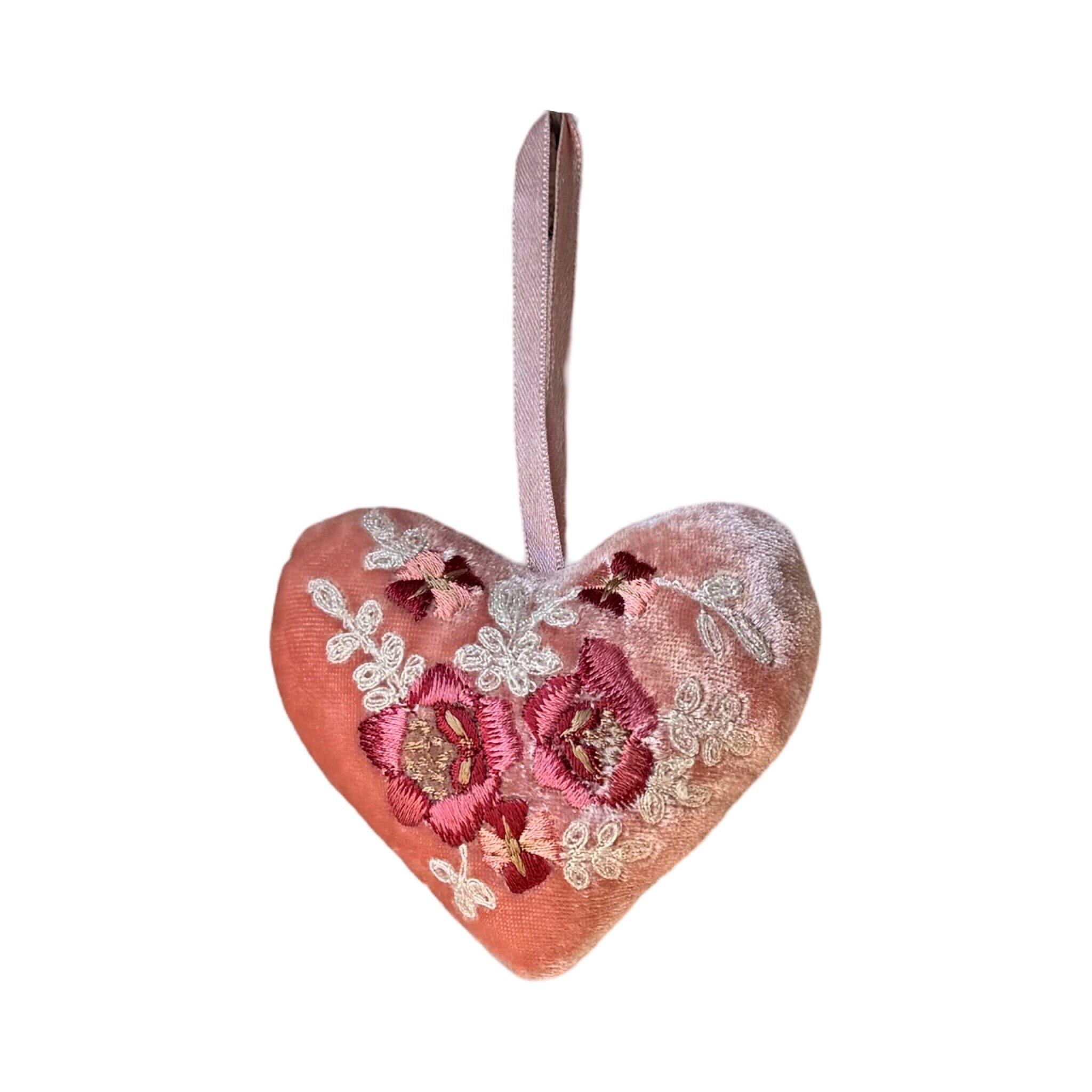 Hand Embroidered Silk Velvet Heart Ornaments Ornament Anke Drechsel W