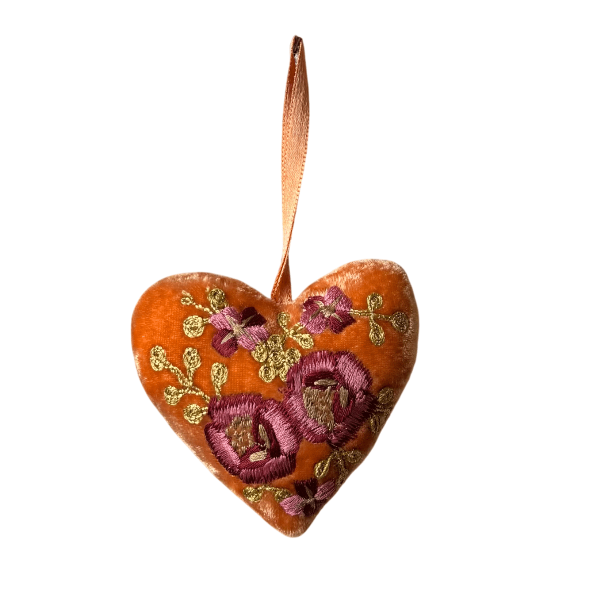 Hand Embroidered Silk Velvet Heart Ornaments Ornament Anke Drechsel WW