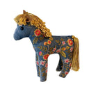 Hand Embroidered Silk Velvet Horse Objet d'Art Anke Drechsel Riviera Blue