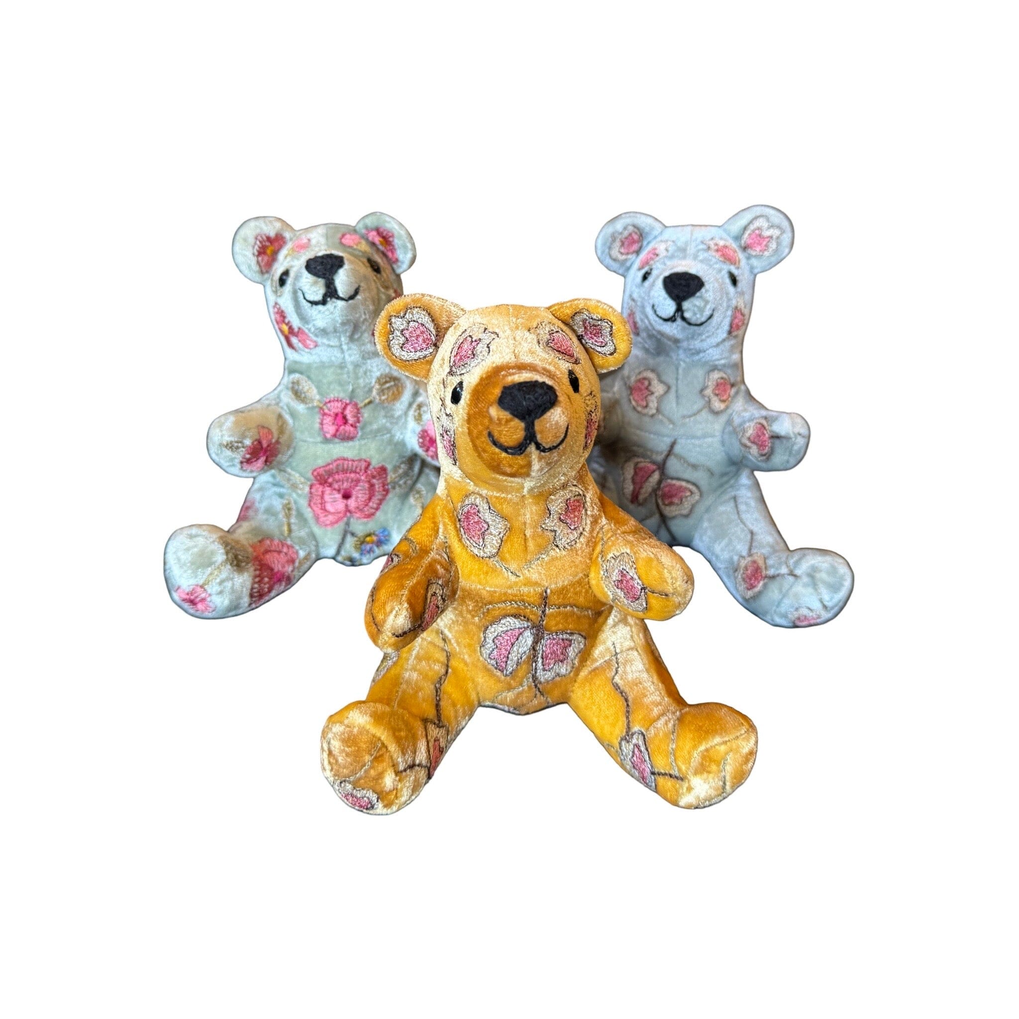 Hand Embroidered Silk Velvet Small Bear Objet d'Art Anke Drechsel