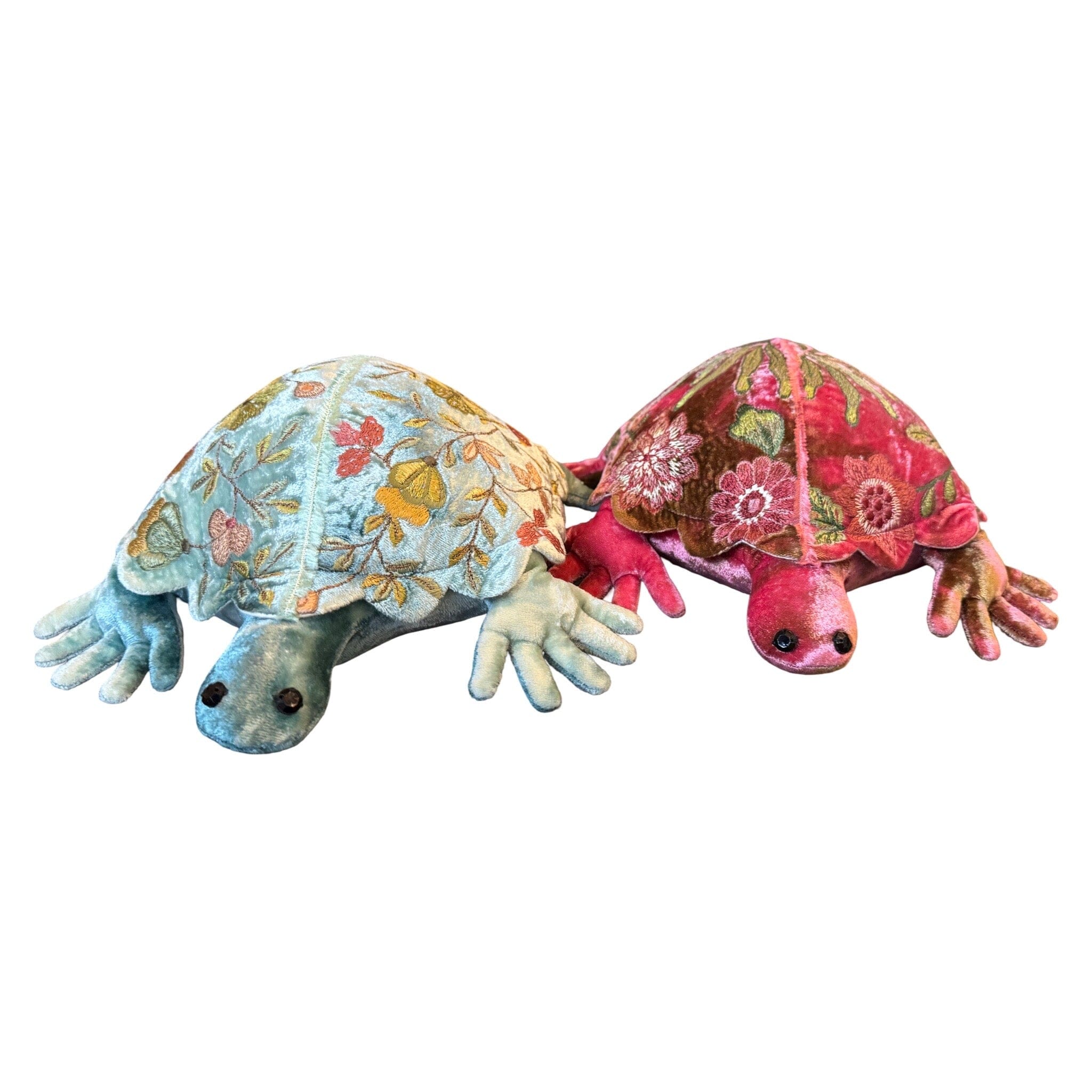 Hand Embroidered Silk Velvet Small Turtle Objet d'Art Anke Drechsel