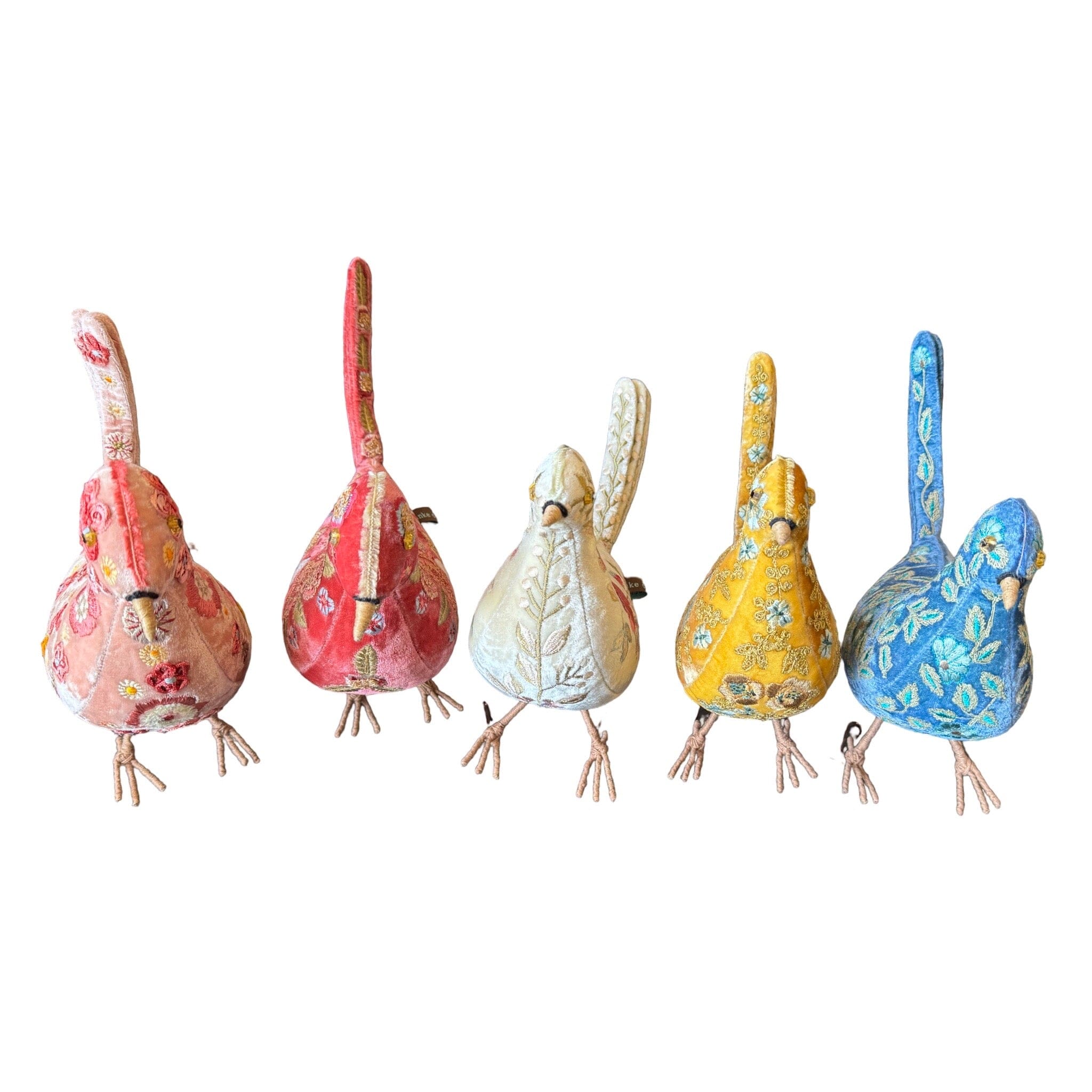 Hand Embroidered Silk Velvet Standing Dove Objet d'Art Anke Drechsel