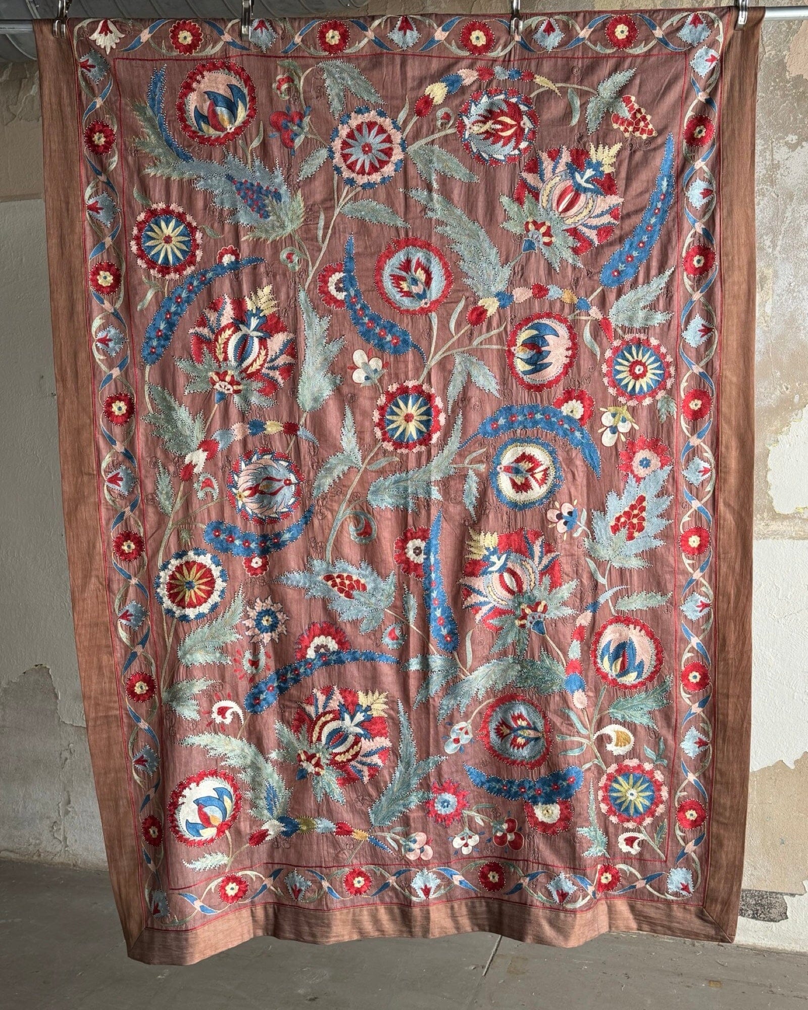 Hand Stitched All Silk Suzani (CSSU082024| 63 x 86") Suzani Aziz Suzani