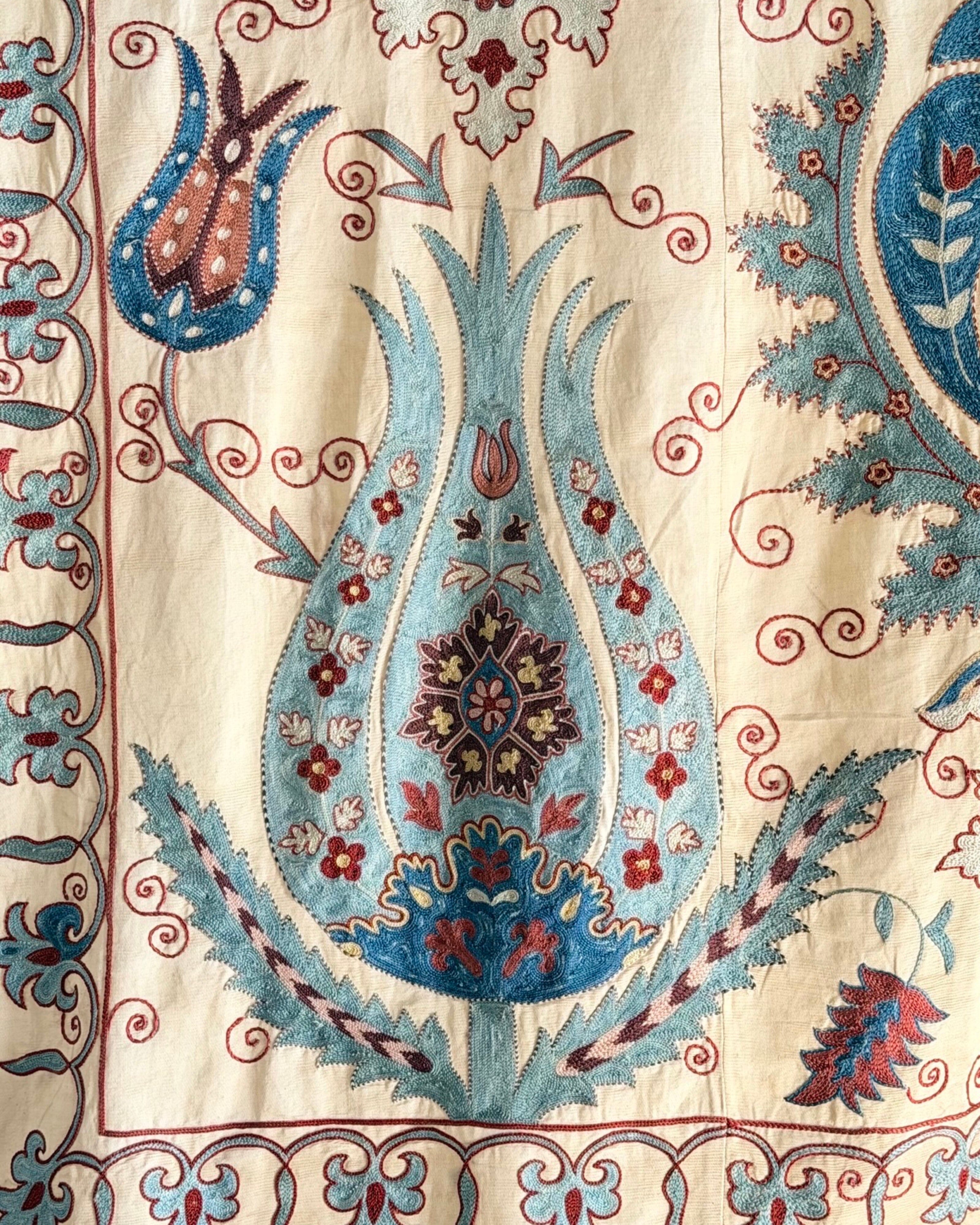 Hand Stitched All Silk Suzani (CSSU231222 | 61 x 88") Suzani Aziz Suzani