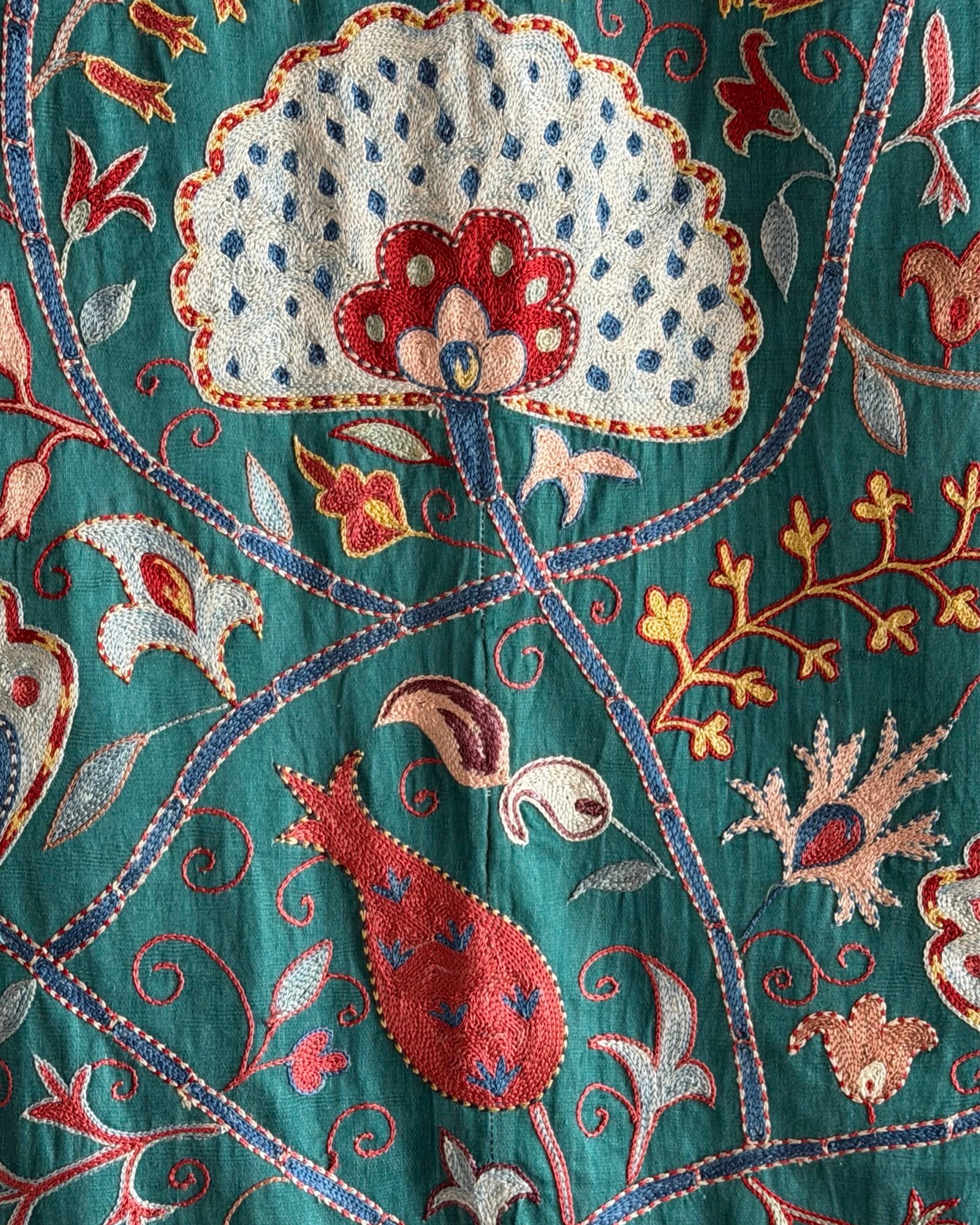 Hand Stitched All Silk Suzani (CSSU231622 | 83 1/2 x 106") Suzani Aziz Suzani