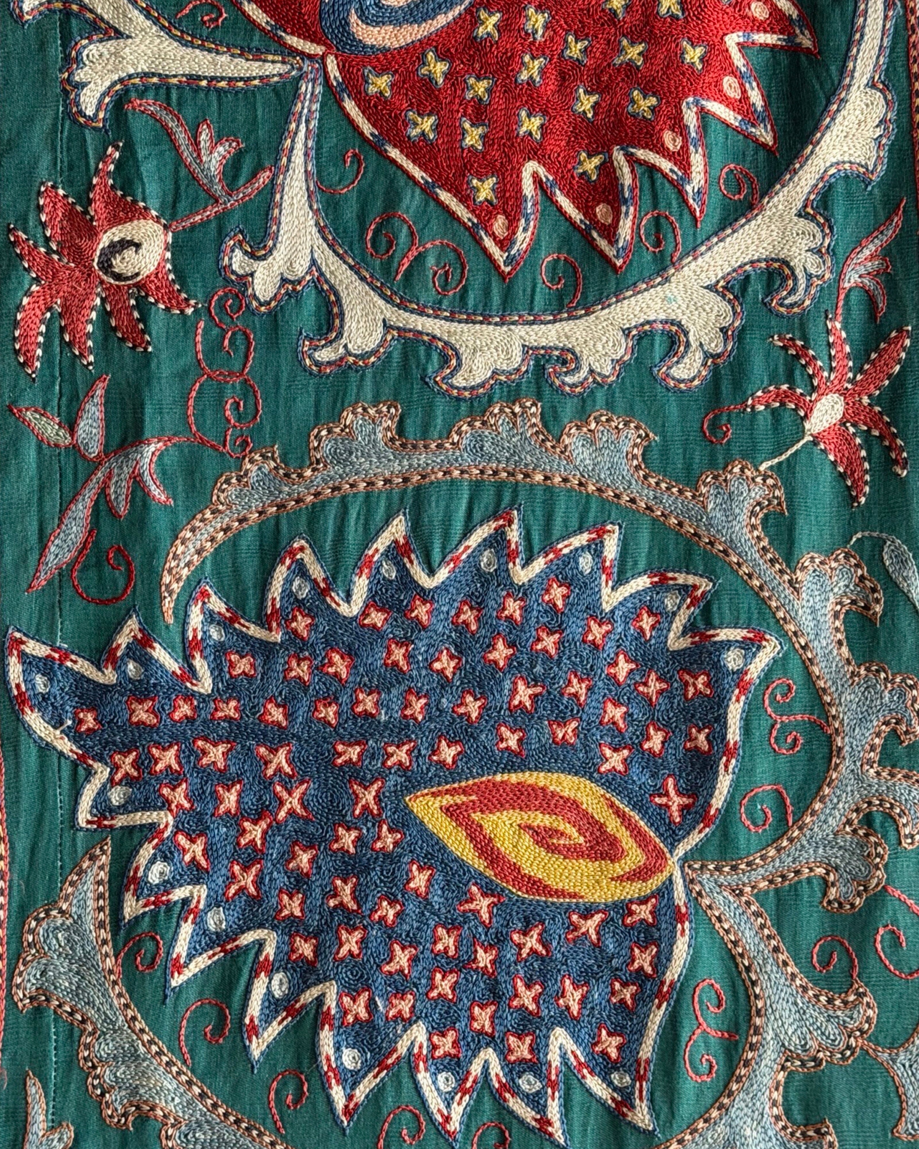 Hand Stitched All Silk Suzani (CSSU231622 | 83 1/2 x 106") Suzani Aziz Suzani