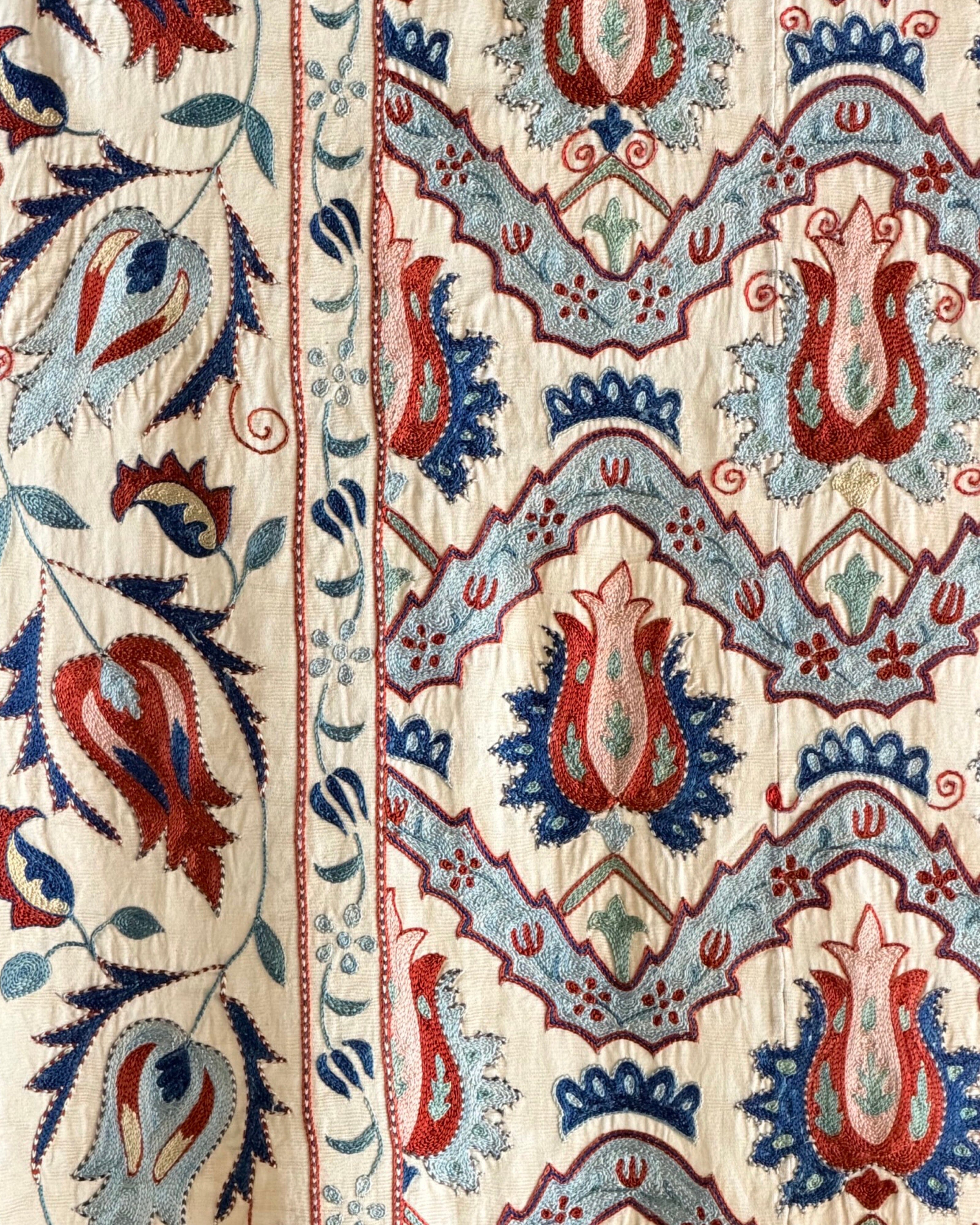 Hand Stitched All Silk Suzani (CSSU231822 | 61 1/2 x 75 1/2") Suzani Aziz Suzani