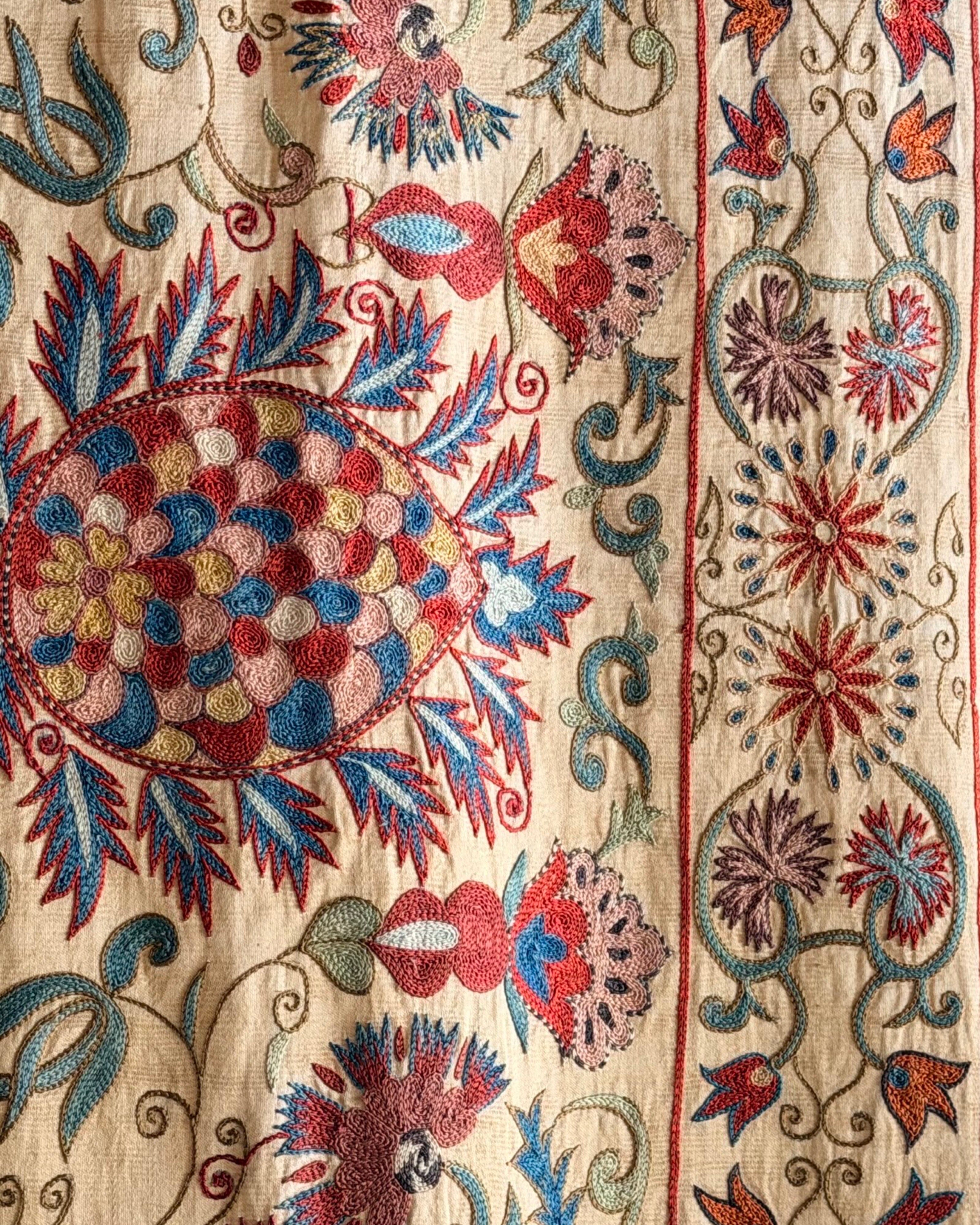 Hand Stitched All Silk Suzani (CSSU241922| 61 x 80 1/2") Suzani Aziz Suzani