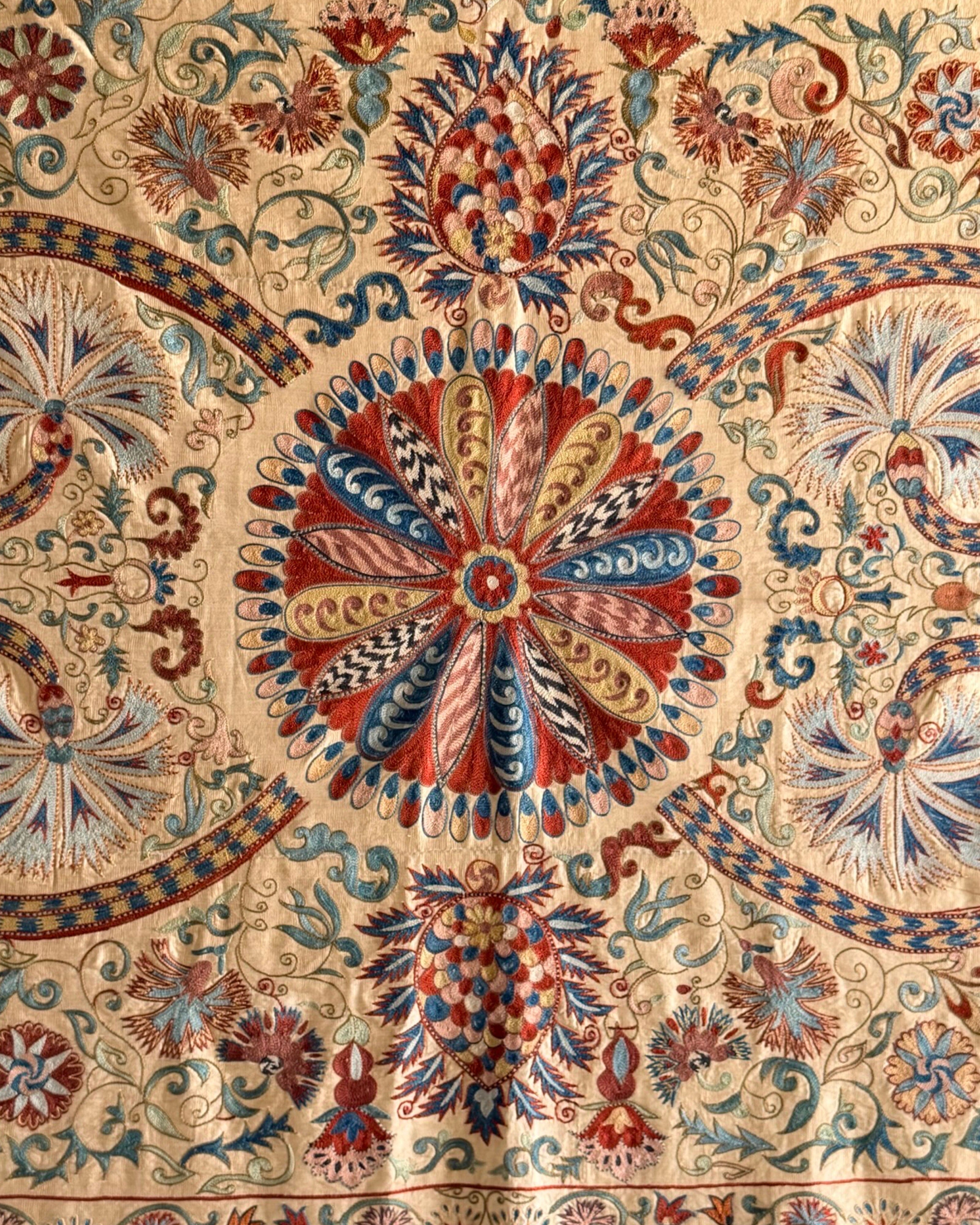 Hand Stitched All Silk Suzani (CSSU241922| 61 x 80 1/2") Suzani Aziz Suzani