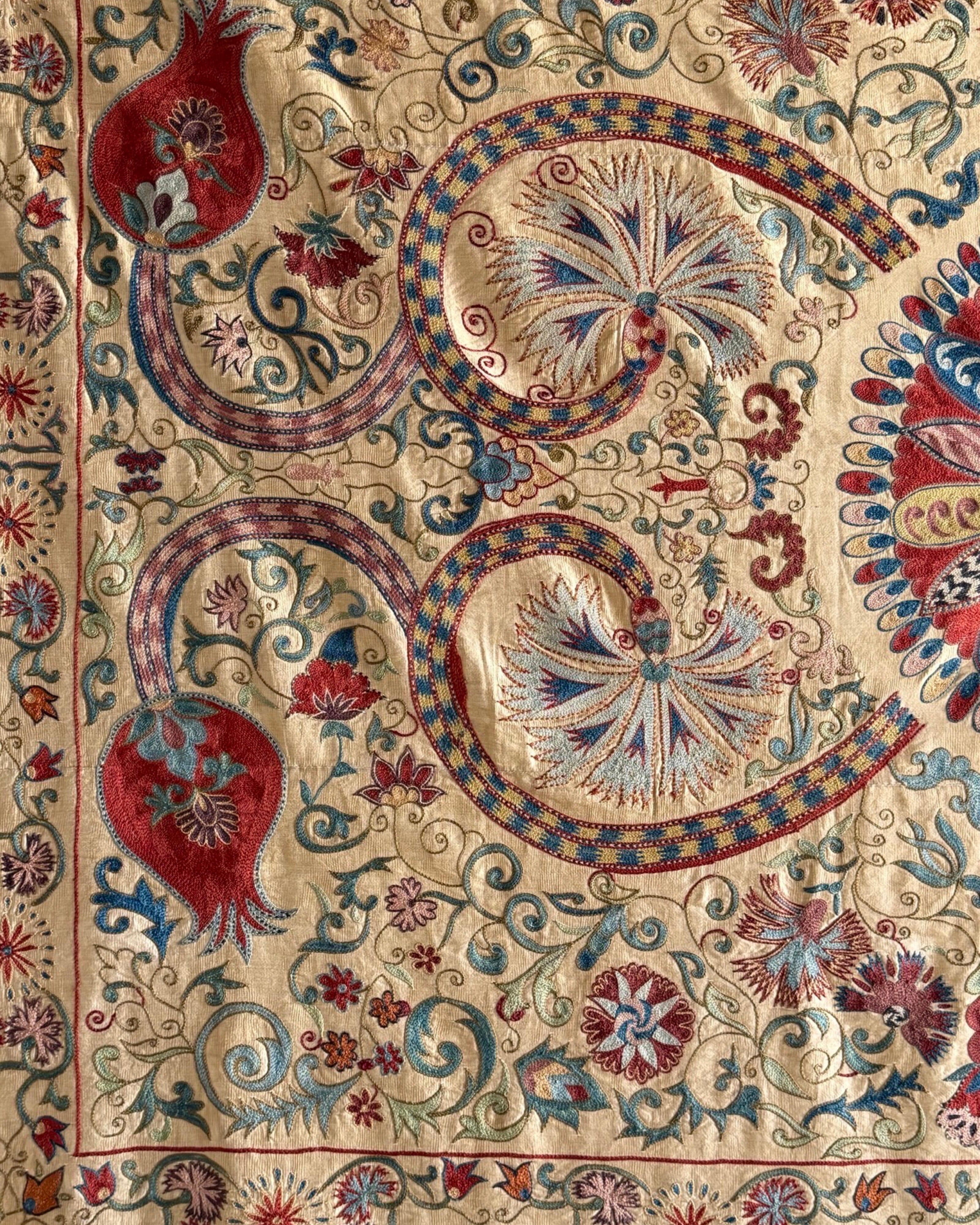 Hand Stitched All Silk Suzani (CSSU241922| 61 x 80 1/2") Suzani Aziz Suzani
