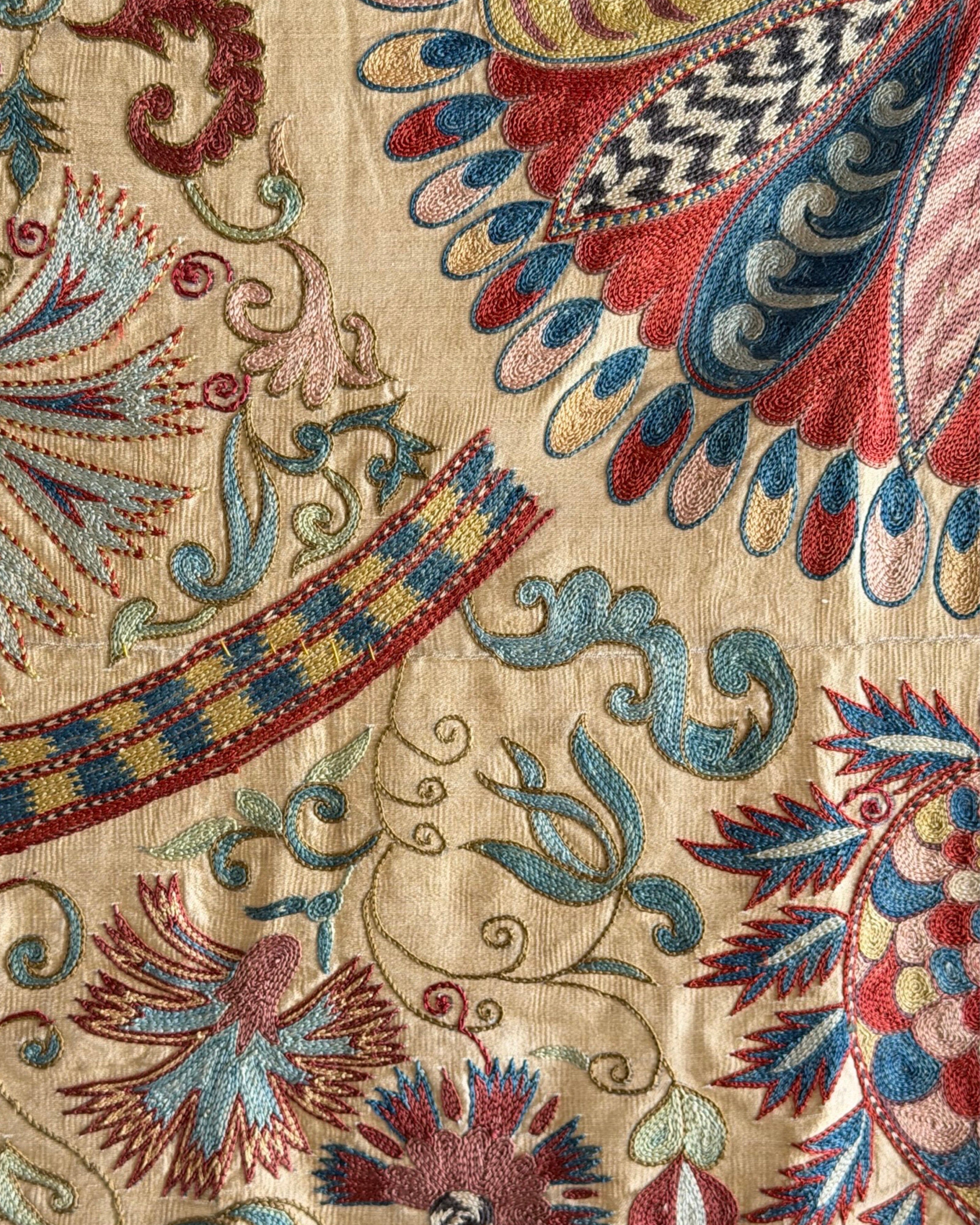 Hand Stitched All Silk Suzani (CSSU241922| 61 x 80 1/2") Suzani Aziz Suzani