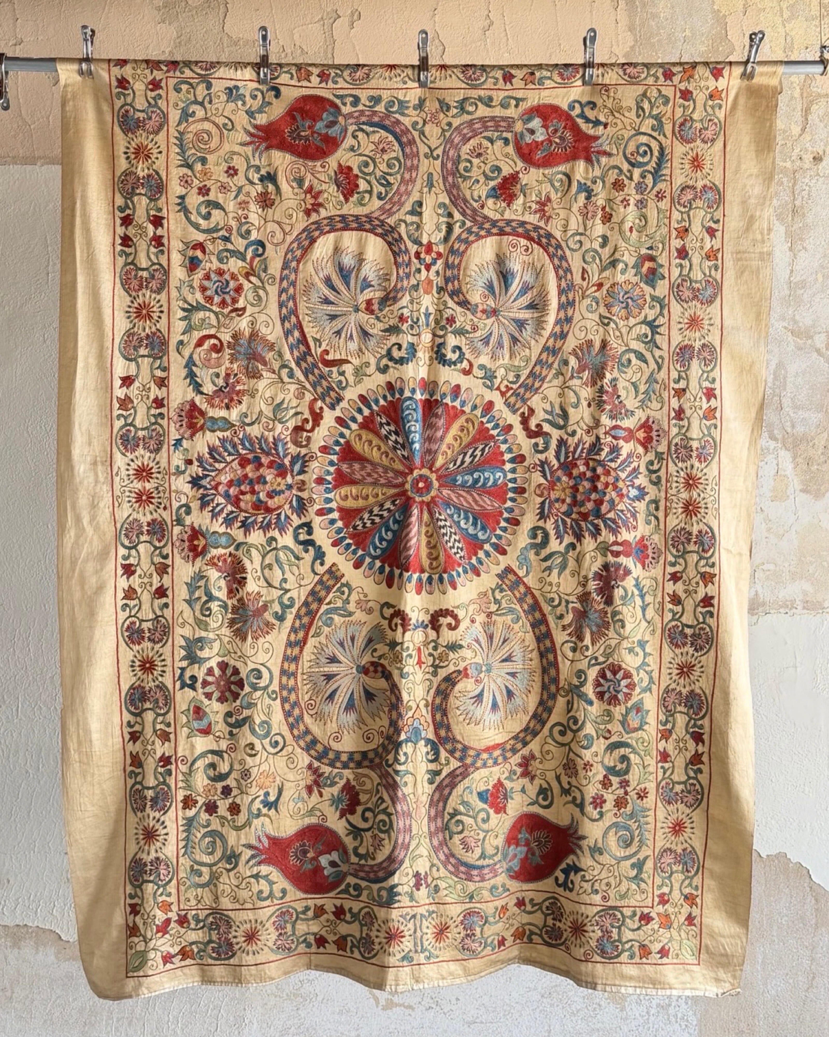 Hand Stitched All Silk Suzani (CSSU241922| 61 x 80 1/2") Suzani Aziz Suzani