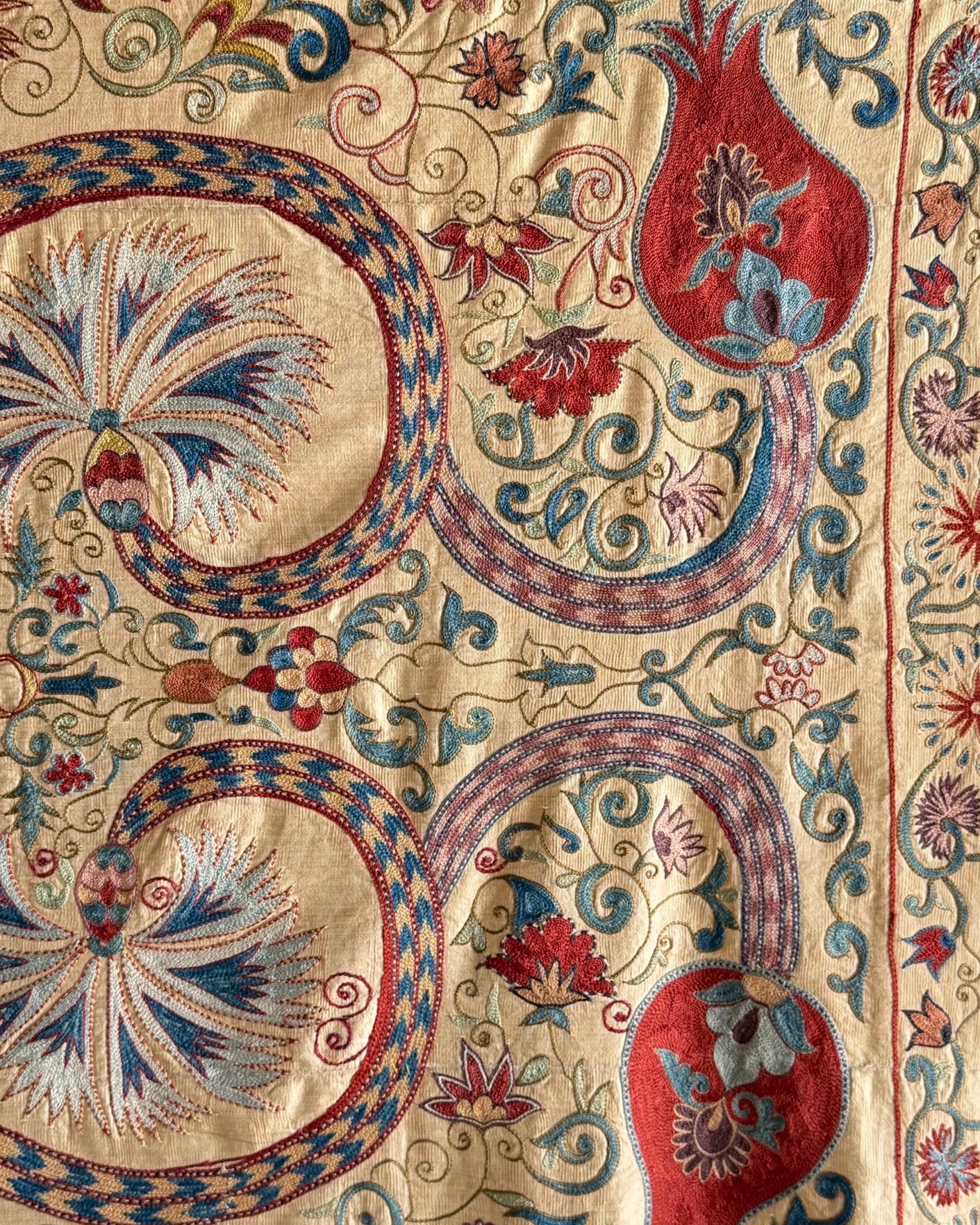 Hand Stitched All Silk Suzani (CSSU241922| 61 x 80 1/2") Suzani Aziz Suzani