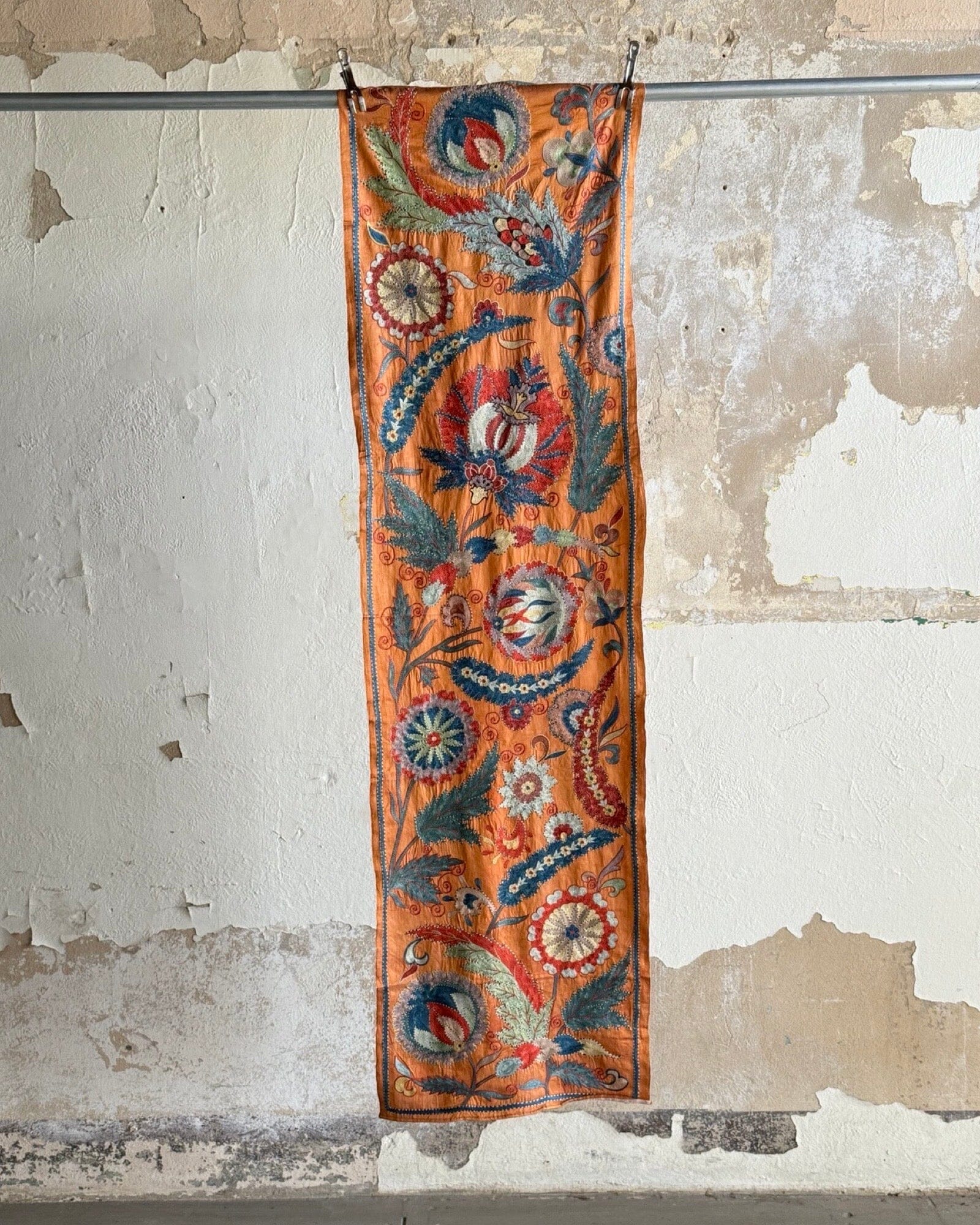 Hand Stitched All Silk Suzani (CSSU40125 | 20.5 x 73") Suzani Aziz Suzani