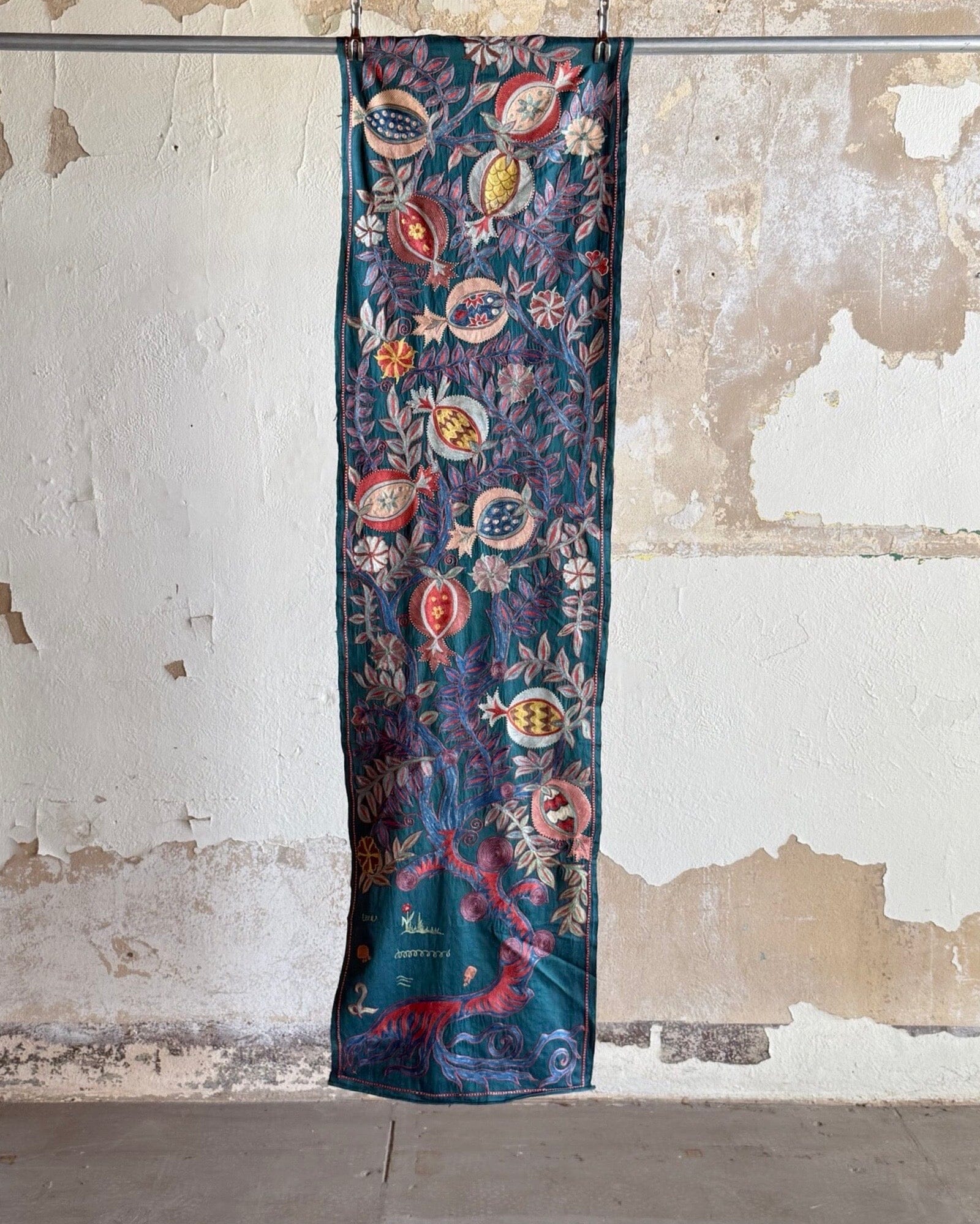 Hand Stitched All Silk Suzani (CSSU40325 | 20.5 x 80") Suzani Aziz Suzani