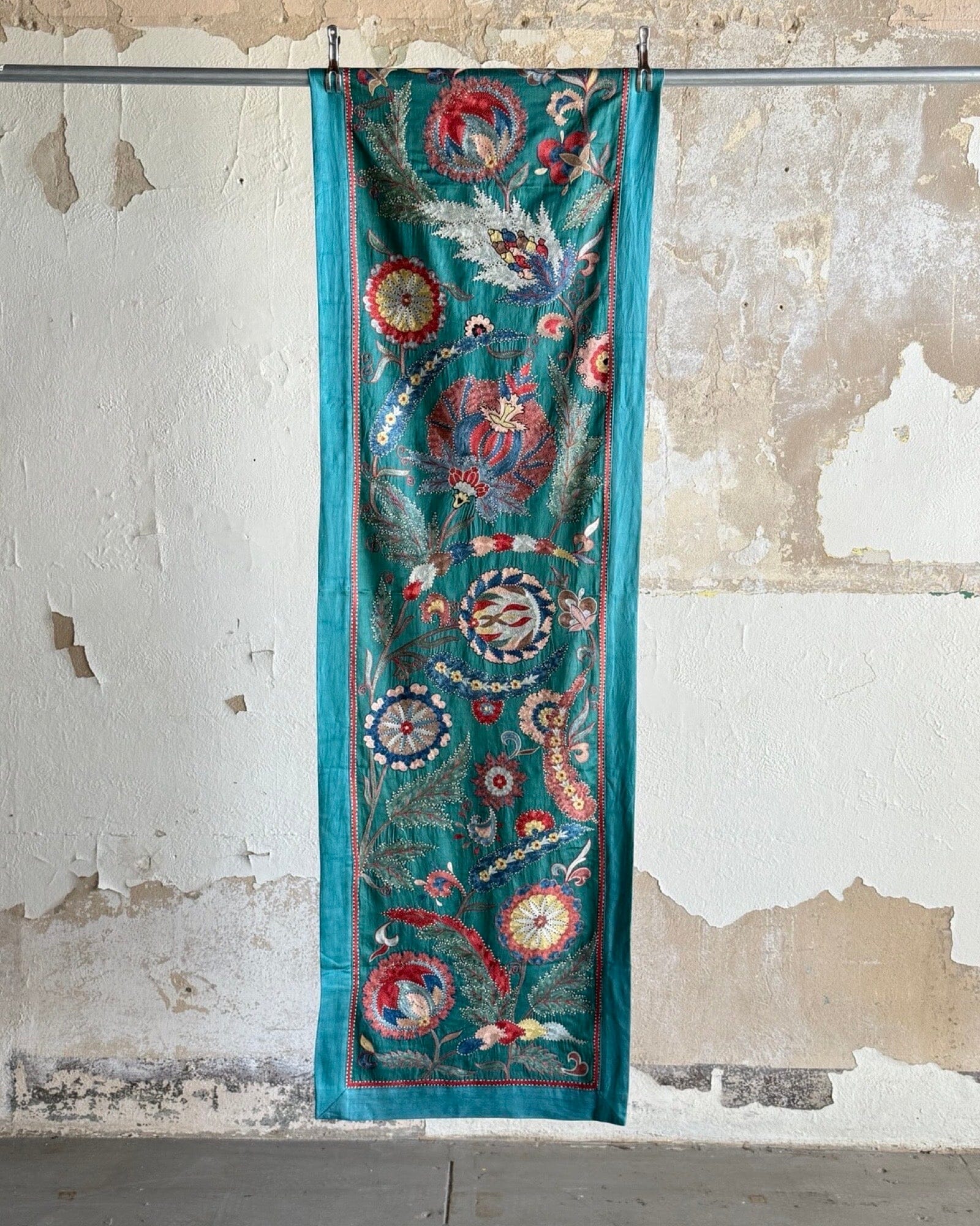 Hand Stitched All Silk Suzani (CSSU40525 | 24 x 79.5") Suzani Aziz Suzani