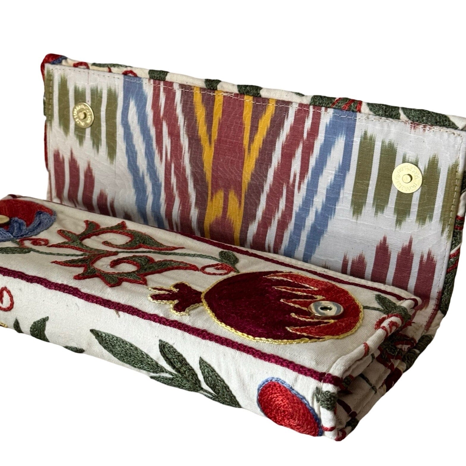 Hand Stitched Suzani Clutch From Uzbekistan (#7922 | 5 1/4 x 12") Clutch Bag Fergana Aziz