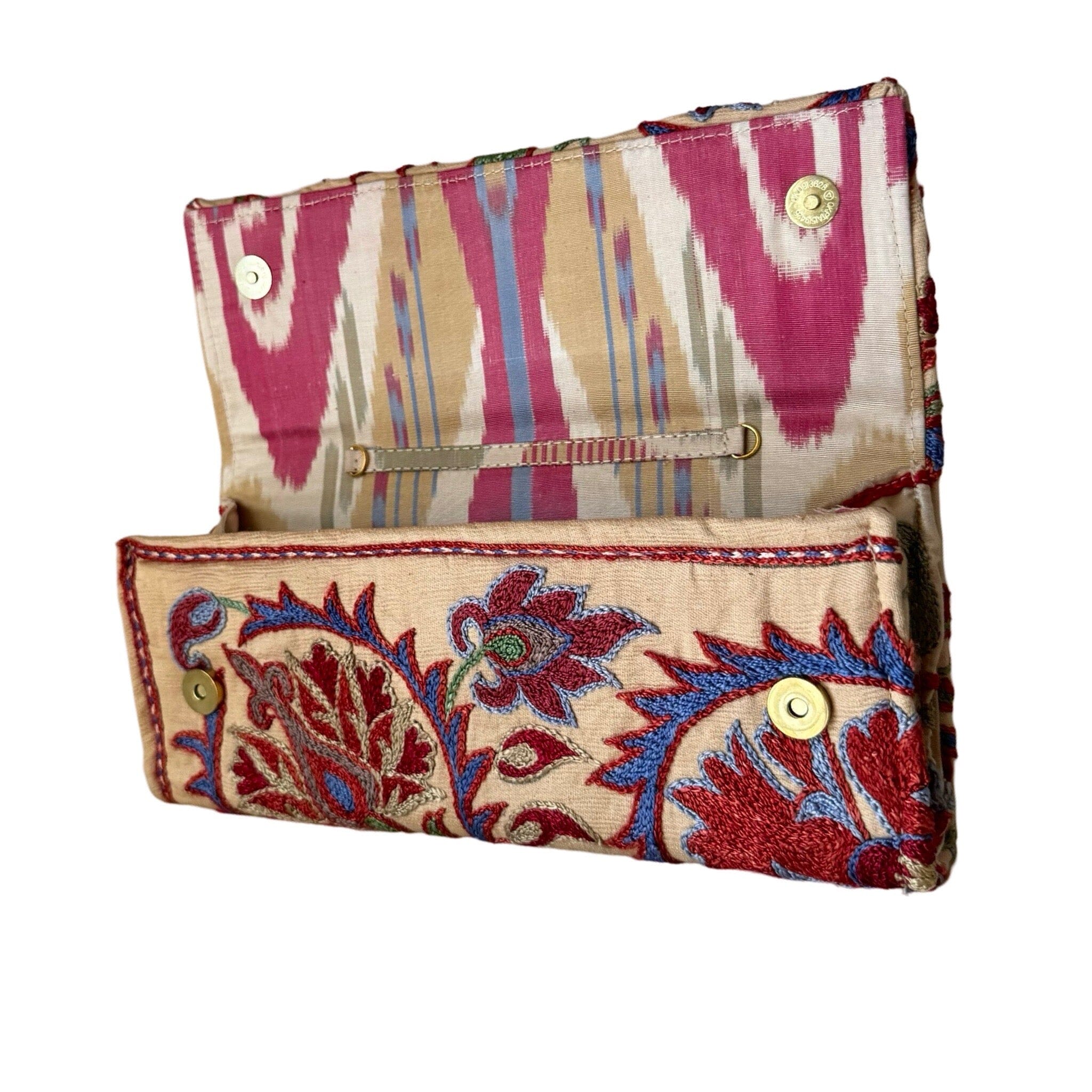 Hand Stitched Suzani Clutch From Uzbekistan (#7923 | 5 1/4 x 12") Clutch Bag Fergana Aziz