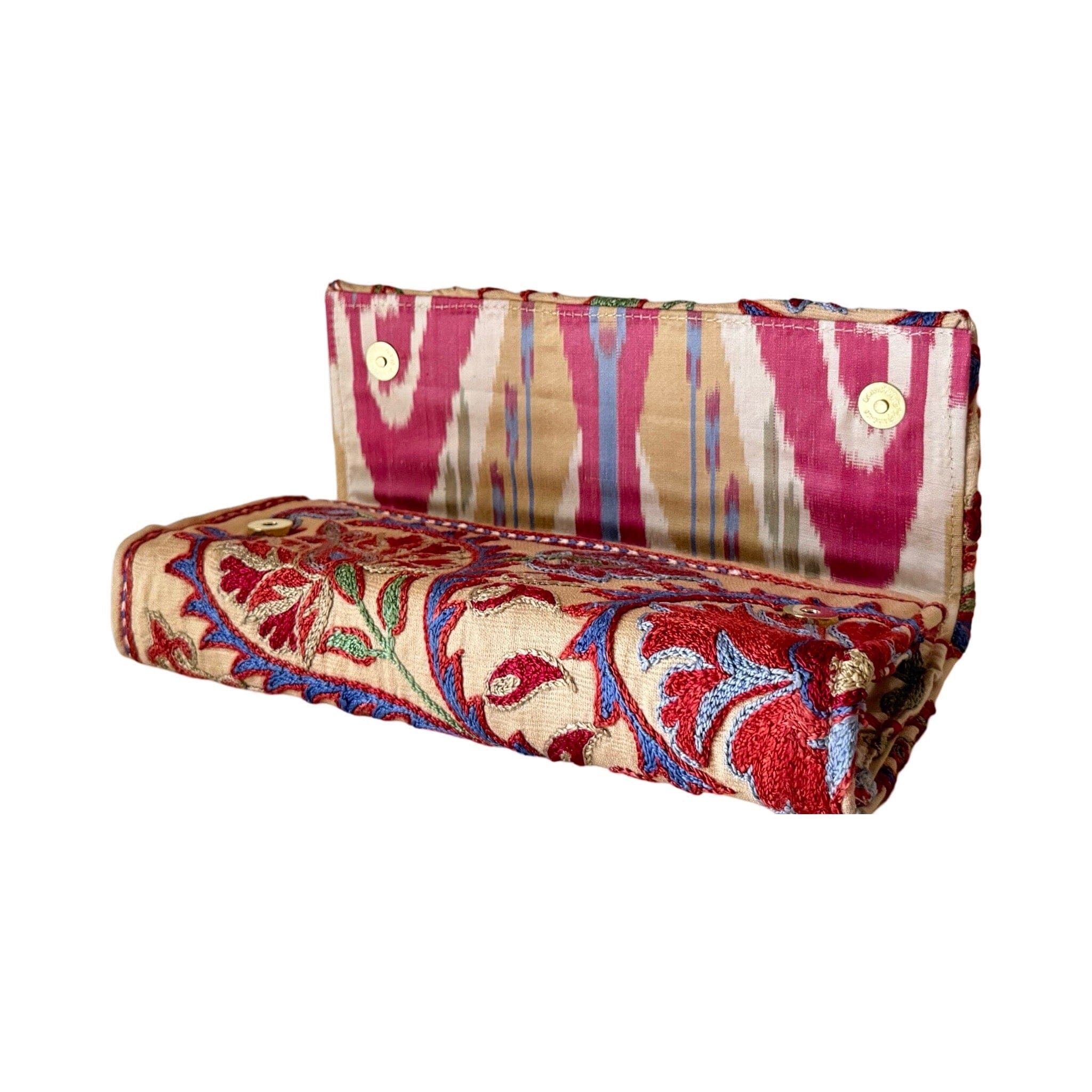 Hand Stitched Suzani Clutch From Uzbekistan (#7923 | 5 1/4 x 12") Clutch Bag Fergana Aziz