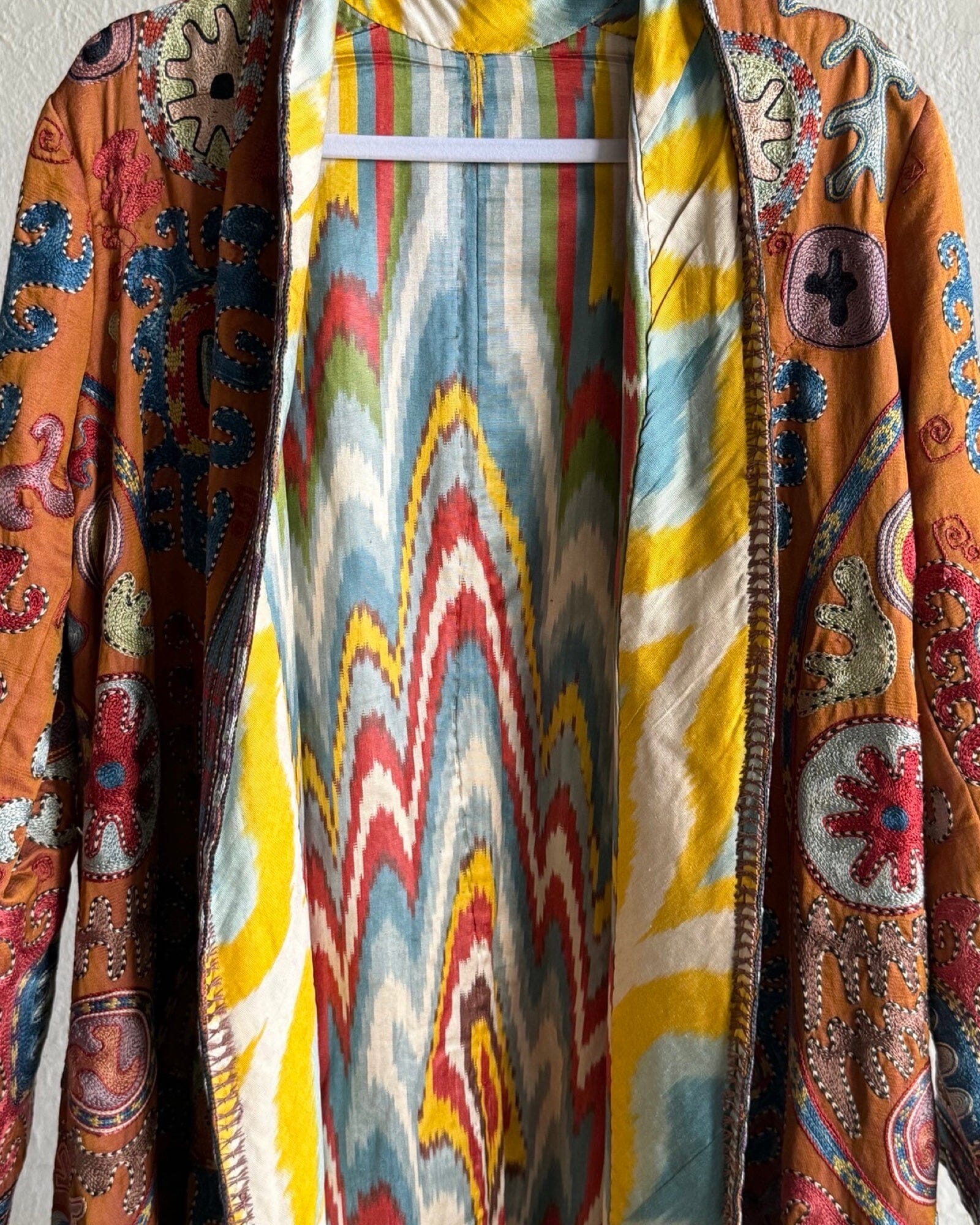 Hand-Stitched Suzani Coat from Uzbekistan (#CSSU49125) Coat Aziz Suzani