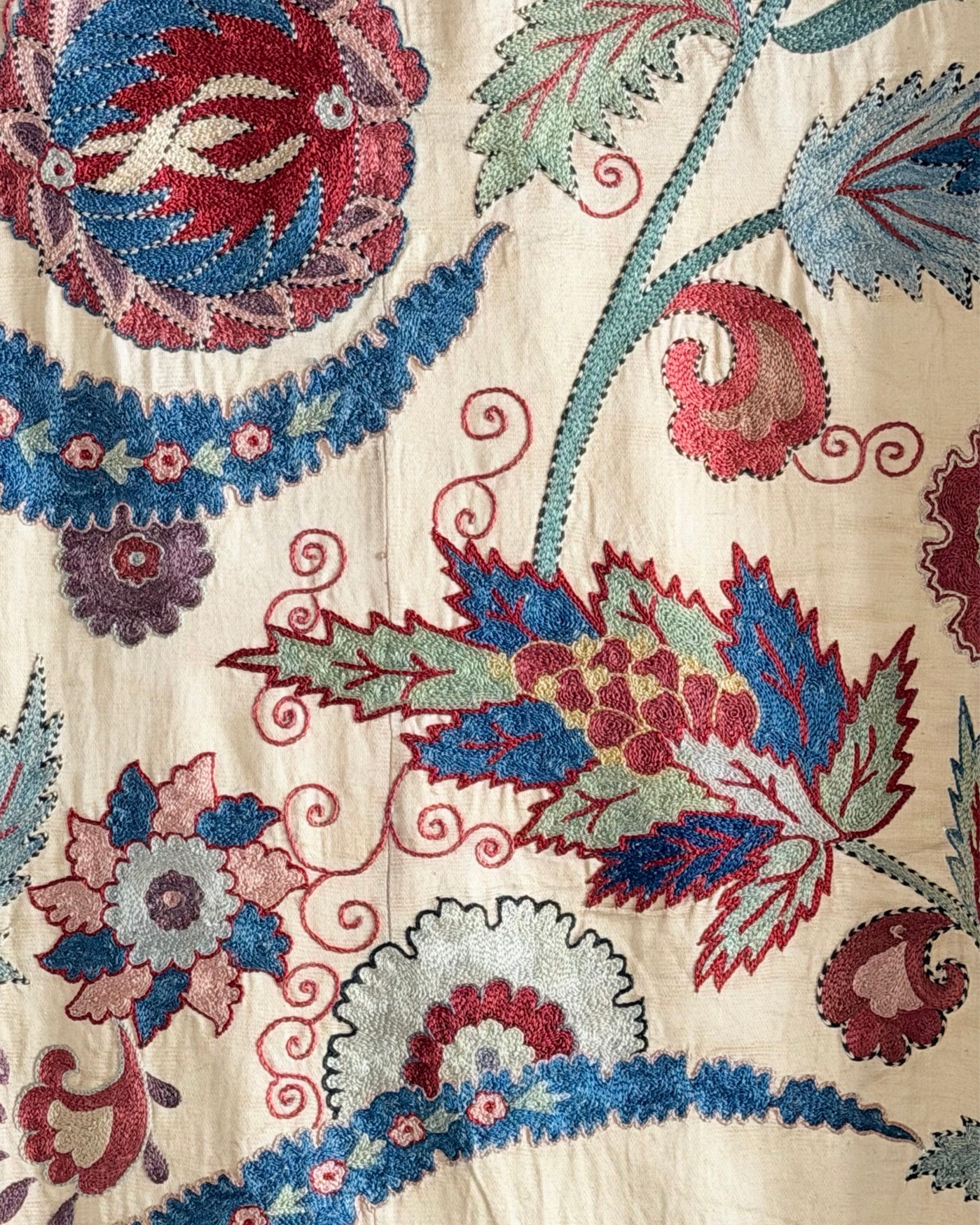 Hand Stitched Suzani (CSSU221822| 60 1/4 x 81") Suzani Aziz Suzani