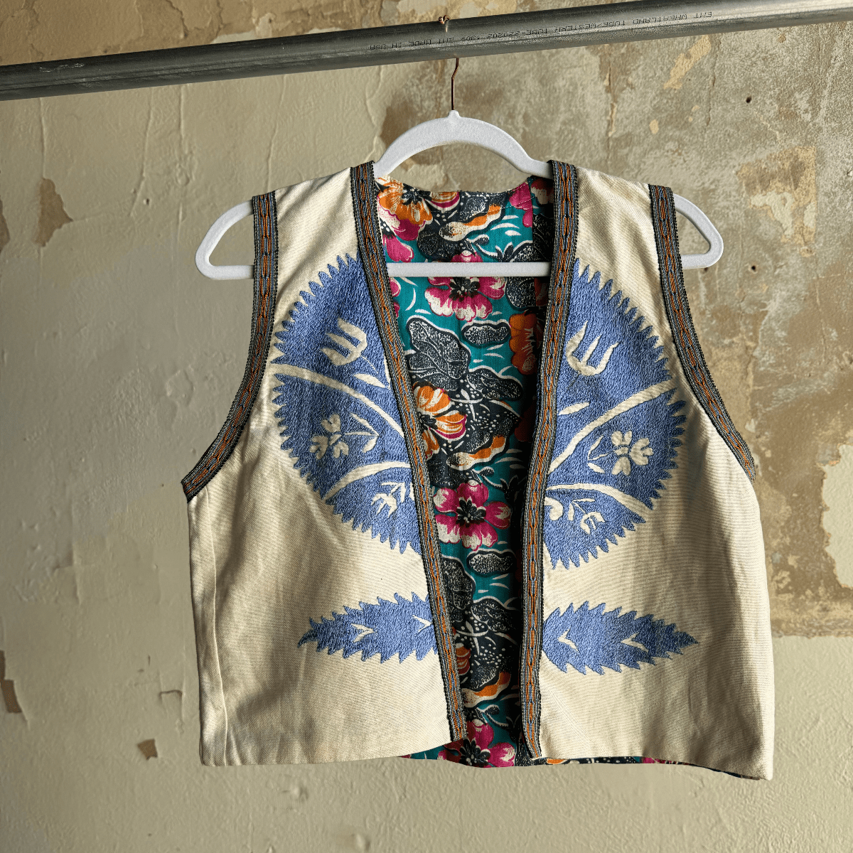 Hand Stitched Suzani Vest from Uzbekistan (#7911) Suzani Abdullah