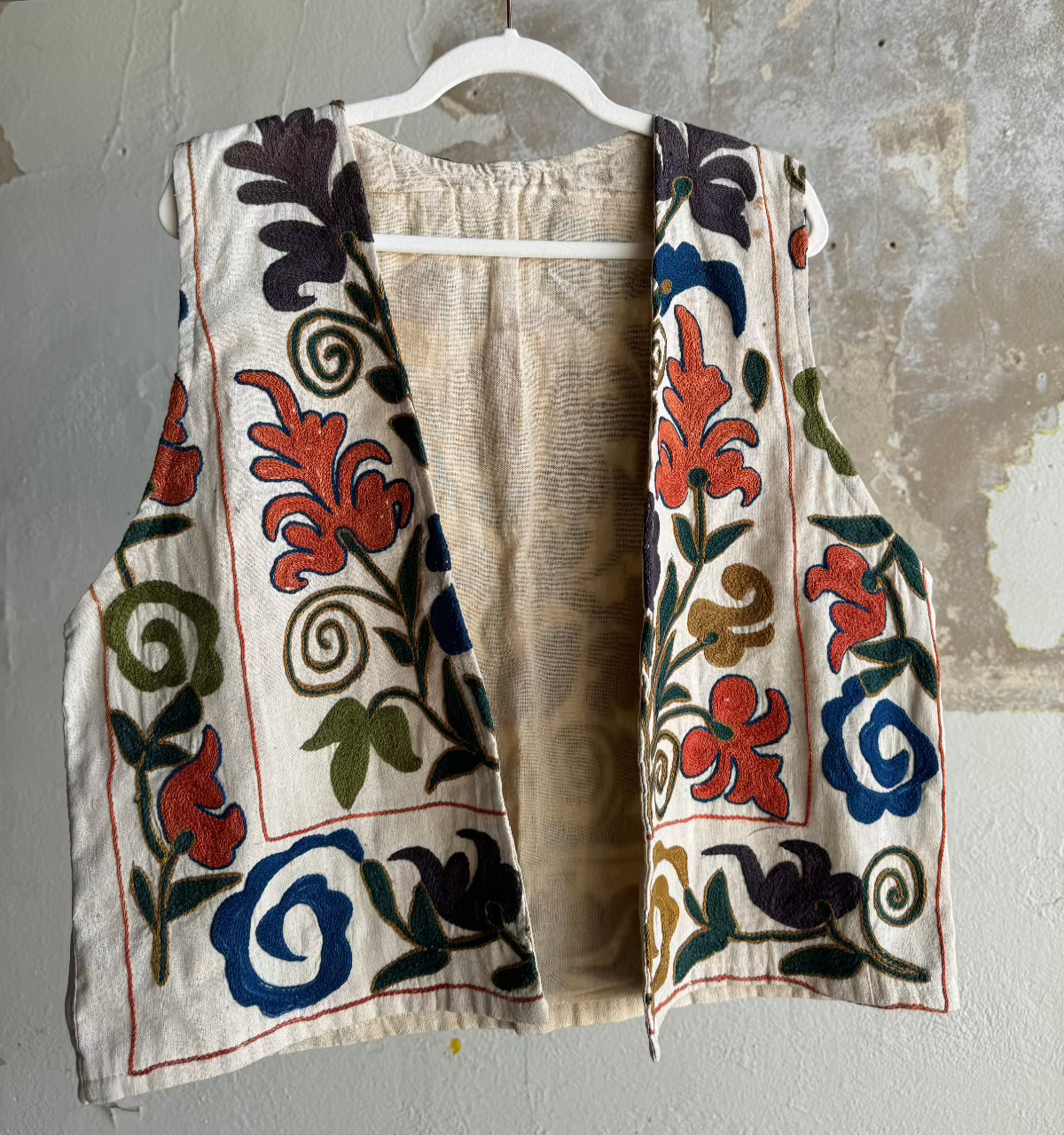 Hand Stitched Suzani Vest from Uzbekistan (#7917) Suzani Abdullah