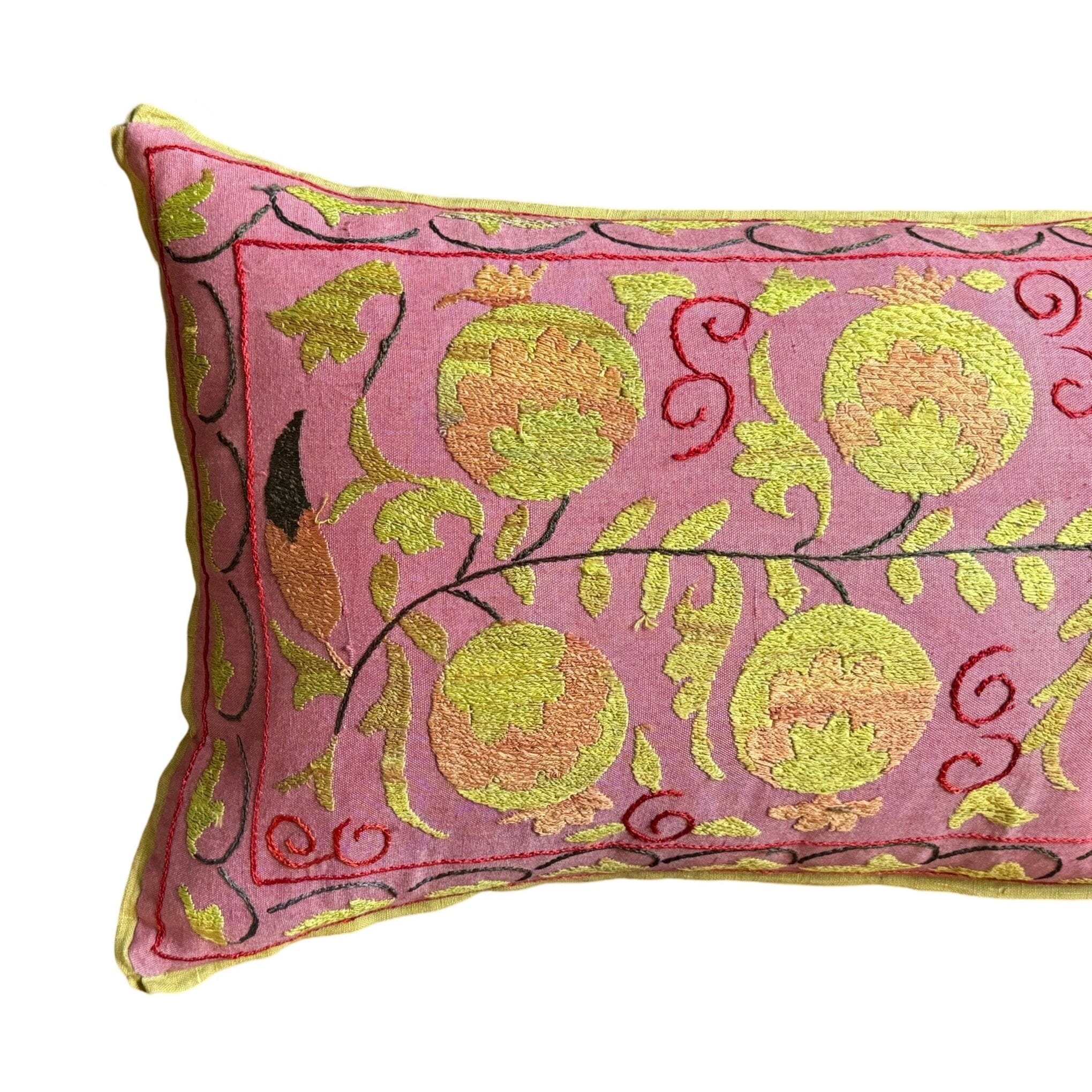 Hand Stitched Vintage Suzani (#M040824 | 16 1/2 x 31 1/4") New Pillows B. Viz Design