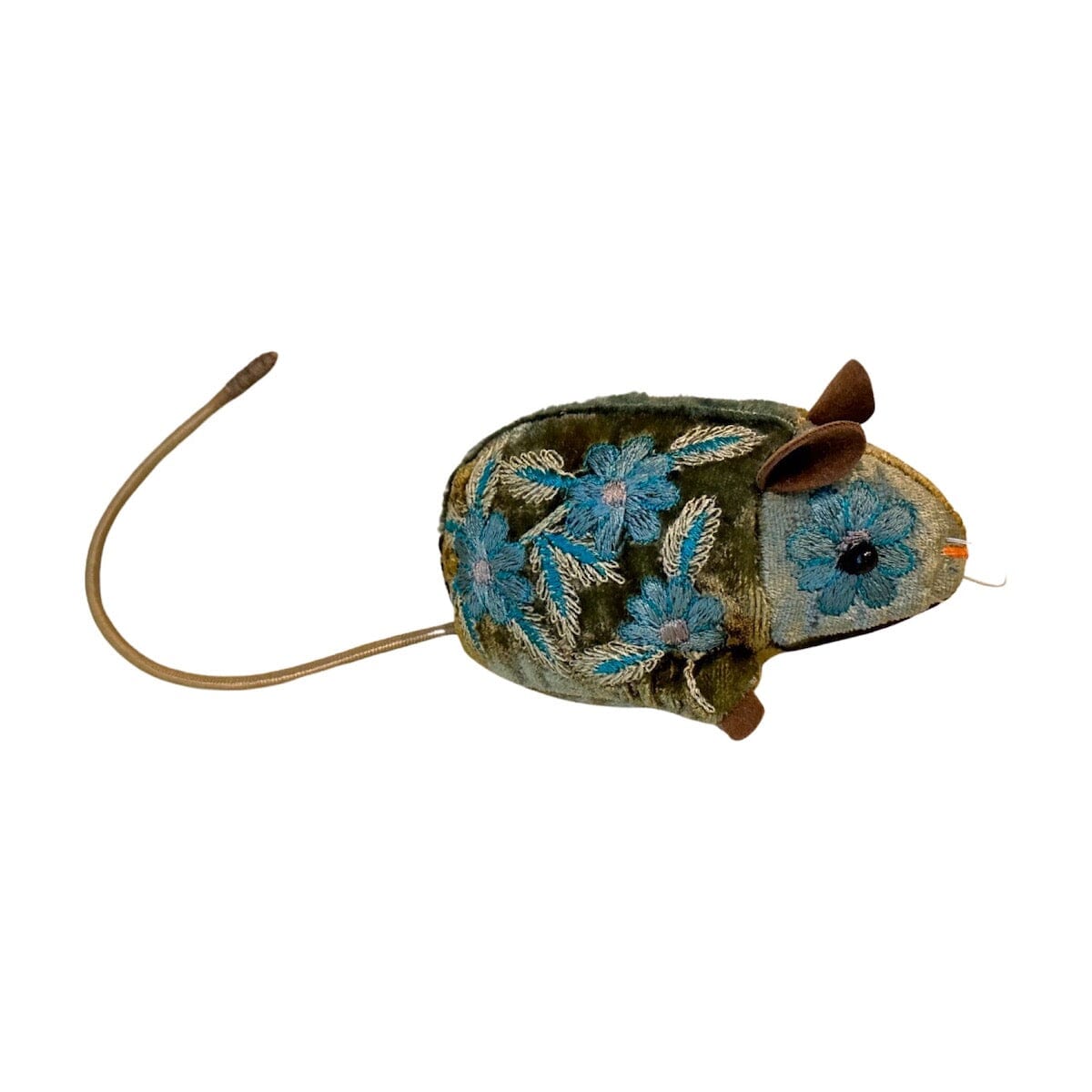 Handmade Embroidered Mouse on Silk Velvet Objet d'Art Anke Drechsel Shaded Lake 