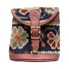 Handmade Kilim Bag with Thin Leather Cording Strap | 7 x 6 1/2 x 2" Purse Orient A