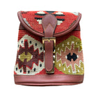 Handmade Kilim Bag with Thin Leather Cording Strap | 7 x 6 1/2 x 2" Purse Orient B