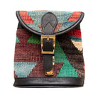 Handmade Kilim Bag with Thin Leather Cording Strap | 7 x 6 1/2 x 2" Purse Orient E