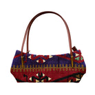 Handmade Kilim Handbag with Short Leather Cording Straps | 13 x 5" Bag Orient