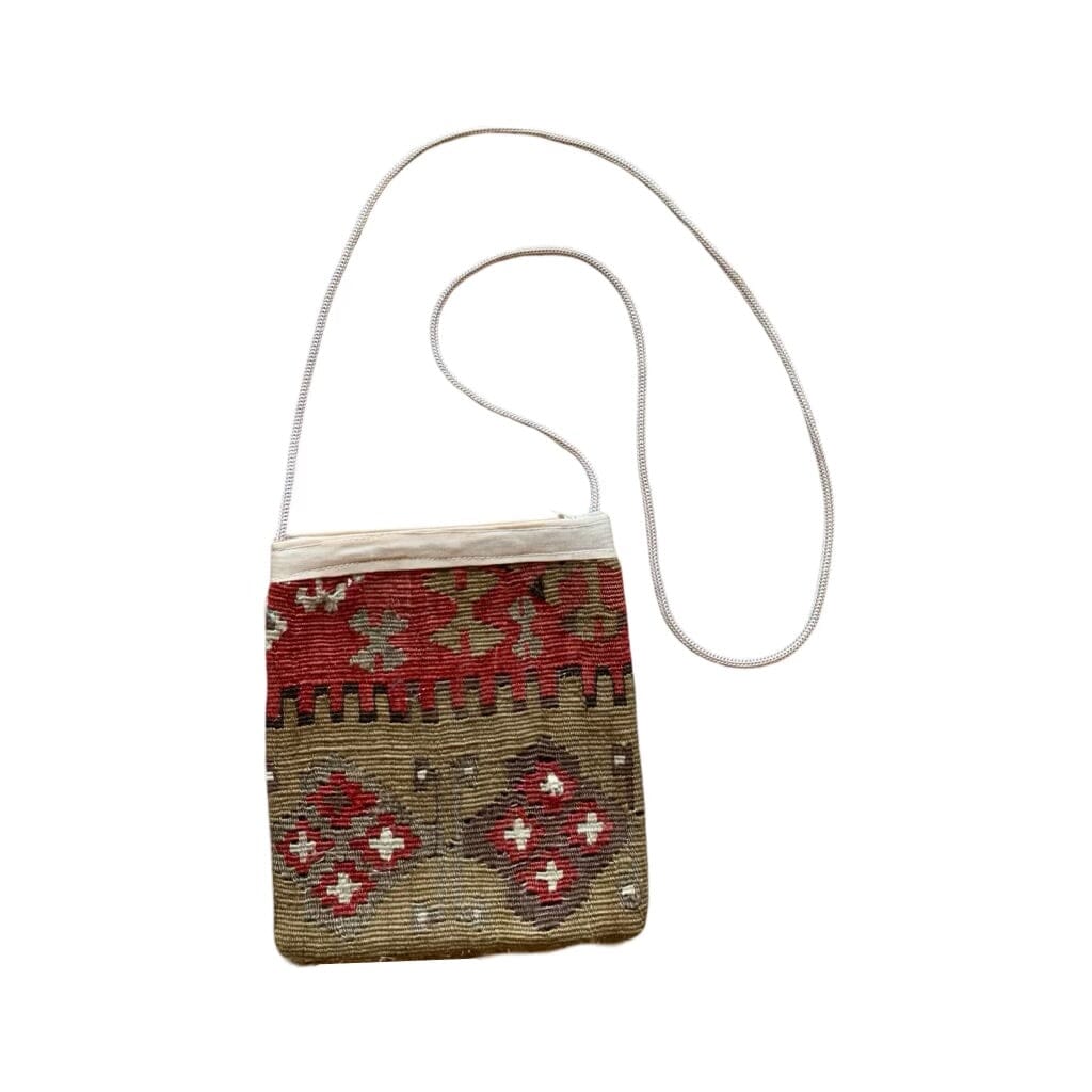 Handmade Kilim Pouch Purse with Linen Back | (#7905ABC) Purse Orient A (7 x 8")