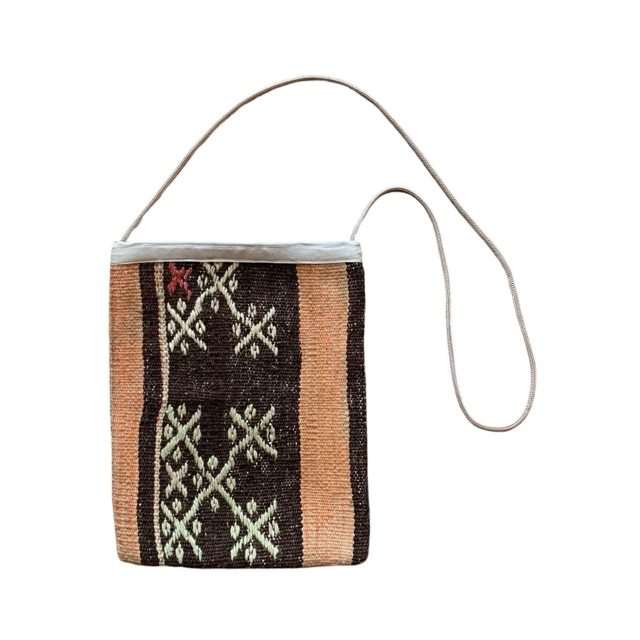 Handmade Kilim Pouch Purse with Linen Back | (#7905ABC) Purse Orient B (9 x 11 1/2")