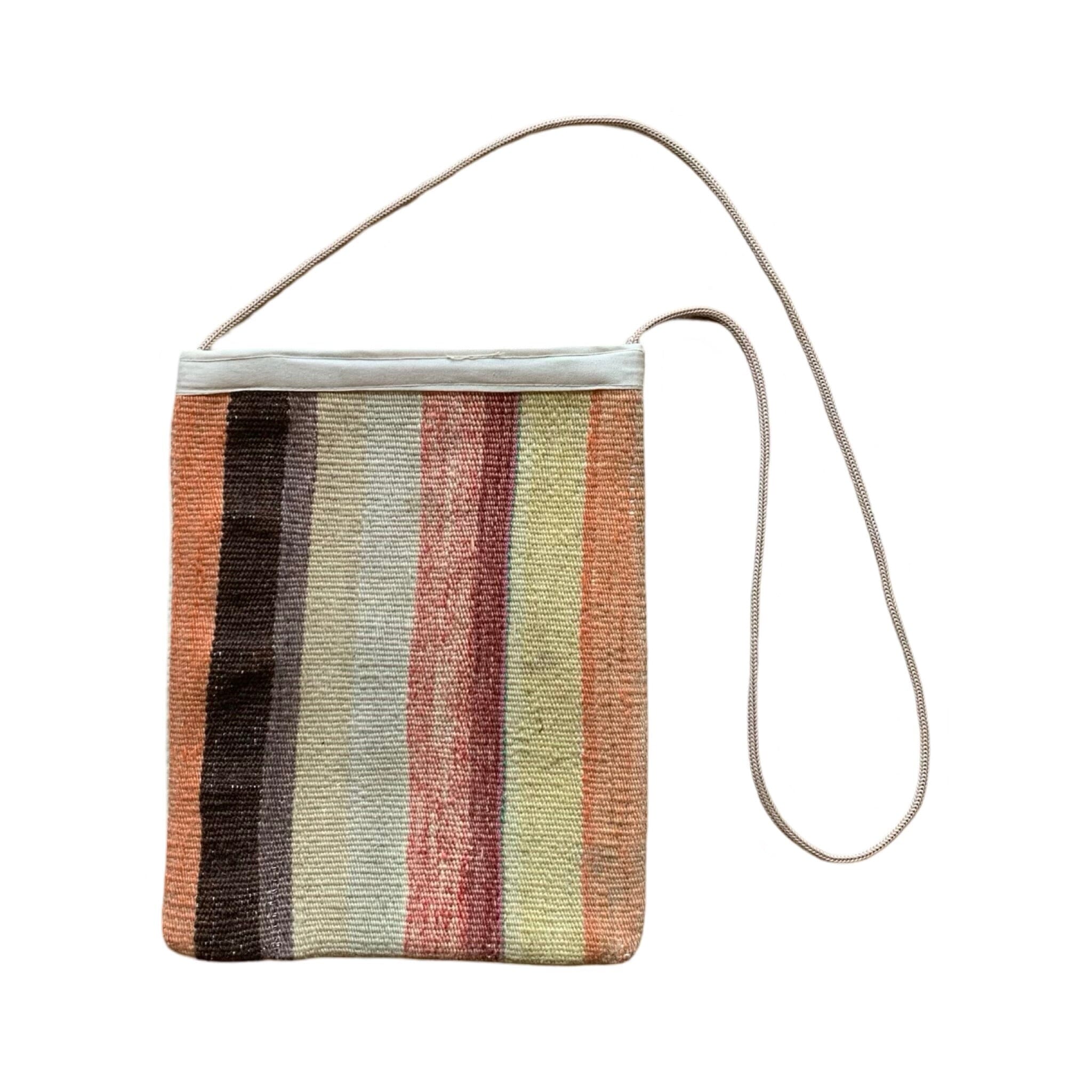 Handmade Kilim Pouch Purse with Linen Back | (#7905ABC) Purse Orient C (8 1/2 x 11")
