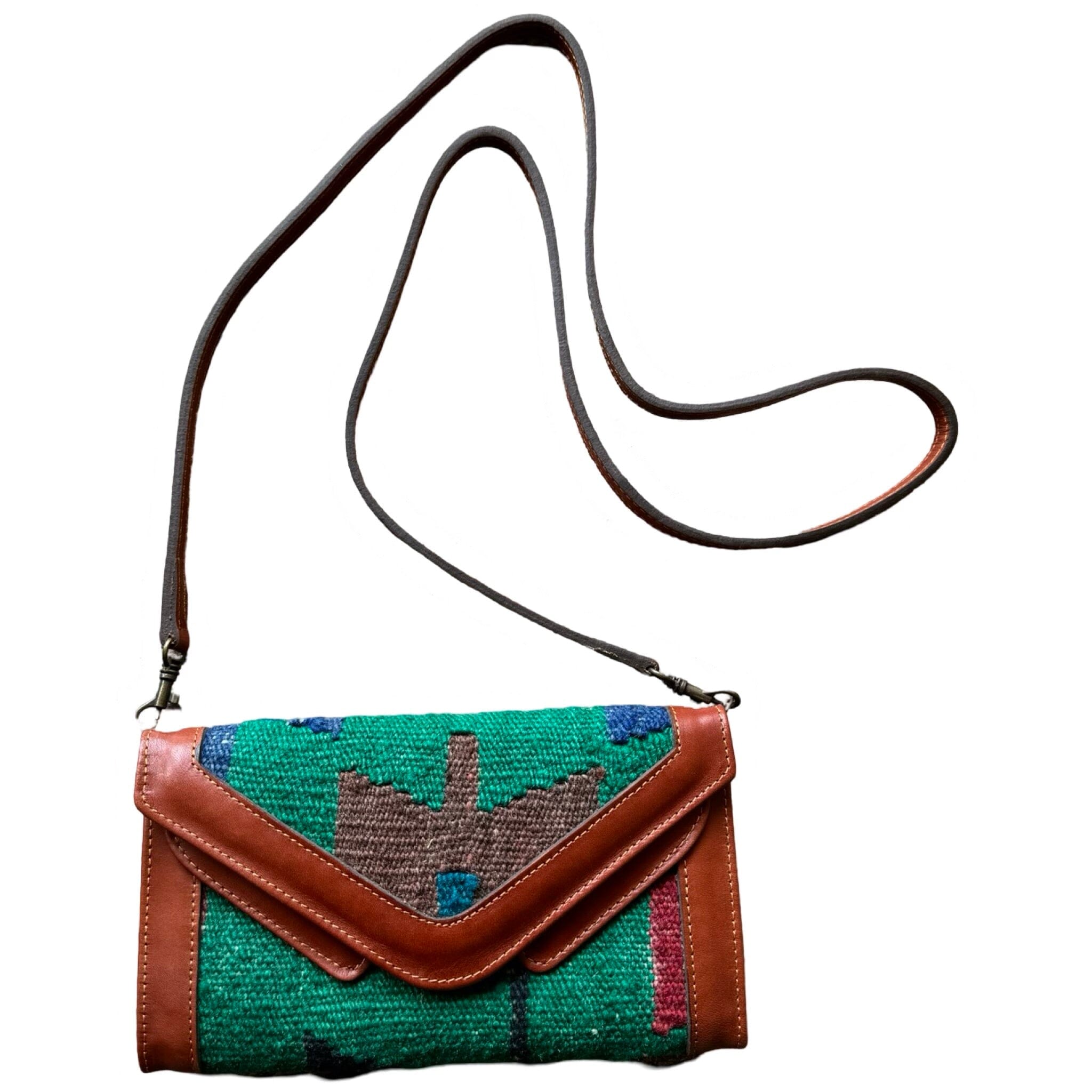 Handmade Kilim Wallet with Removable Strap | 8 x 5" Purse Orient A