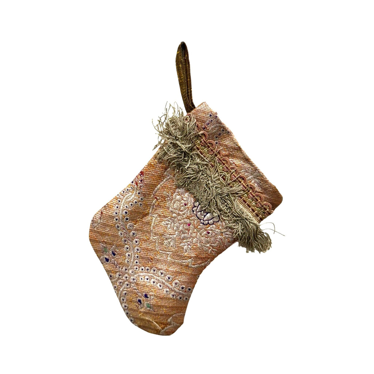 Handmade Mini Stocking from Antique and Vintage Textiles 2639 Ornament B. Viz Design D
