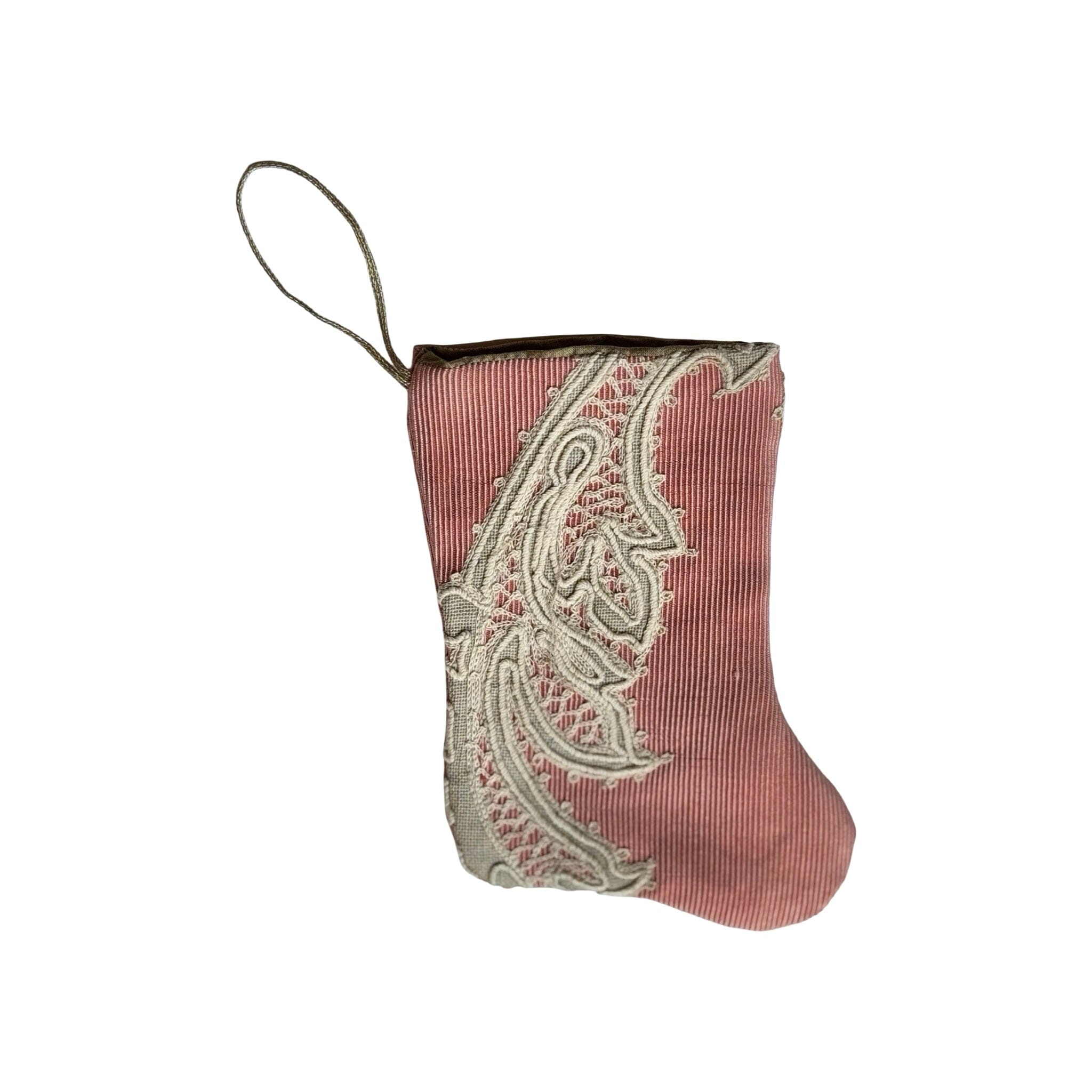 Handmade Mini Stocking from Antique and Vintage Textiles - Ornament B. Viz Design A