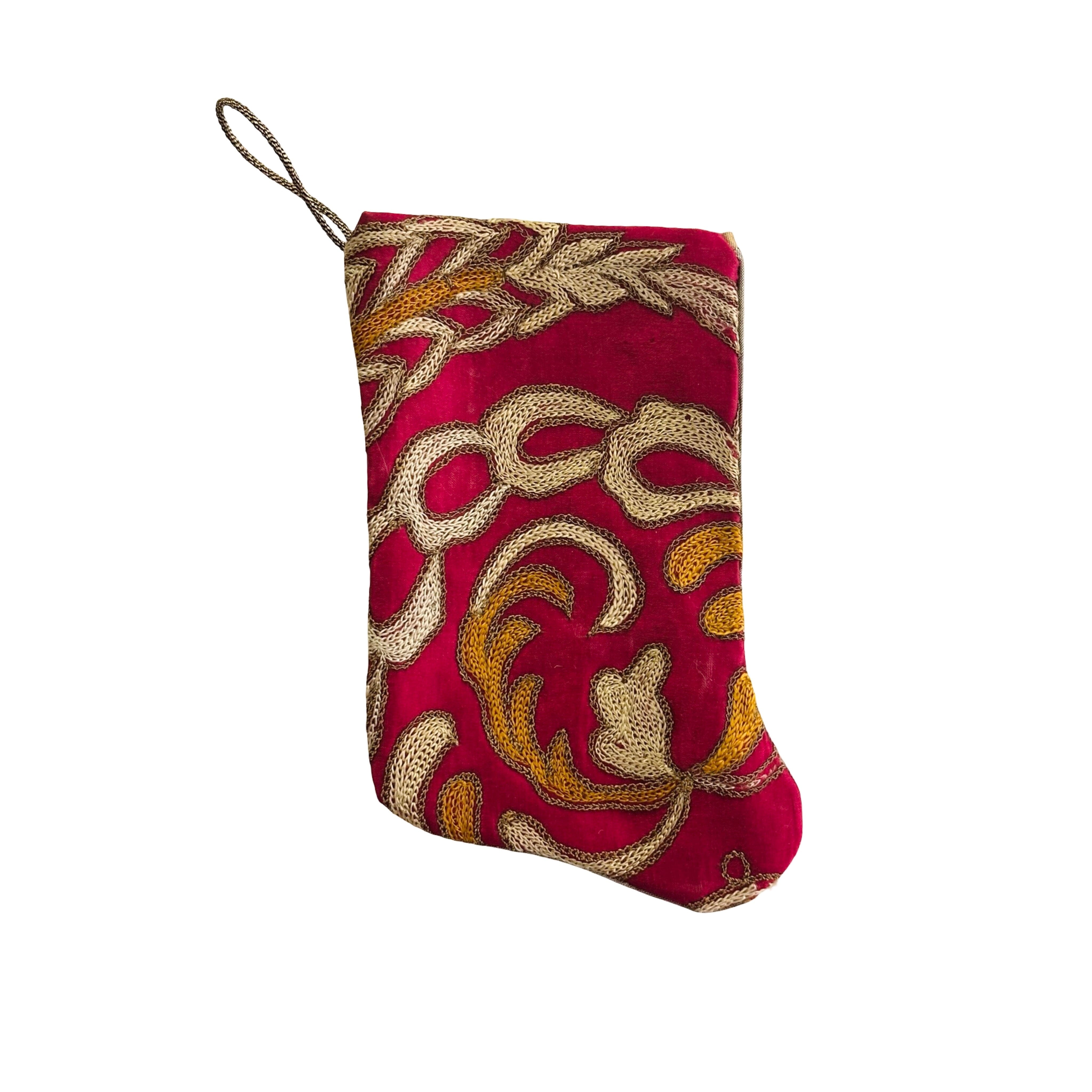 Handmade Mini Stocking from Antique and Vintage Textiles Ornament B. Viz Design B