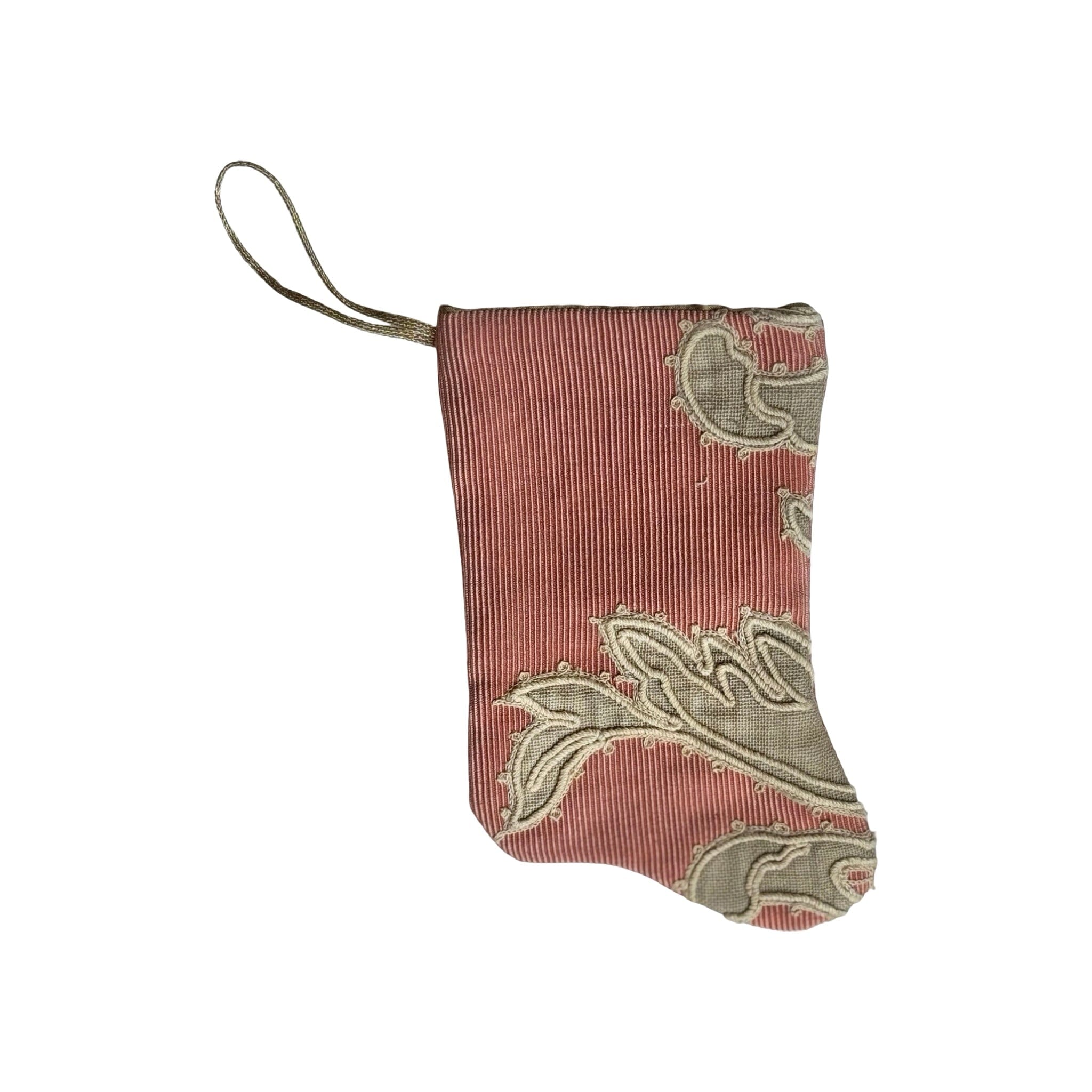 Handmade Mini Stocking from Antique and Vintage Textiles - Ornament B. Viz Design B