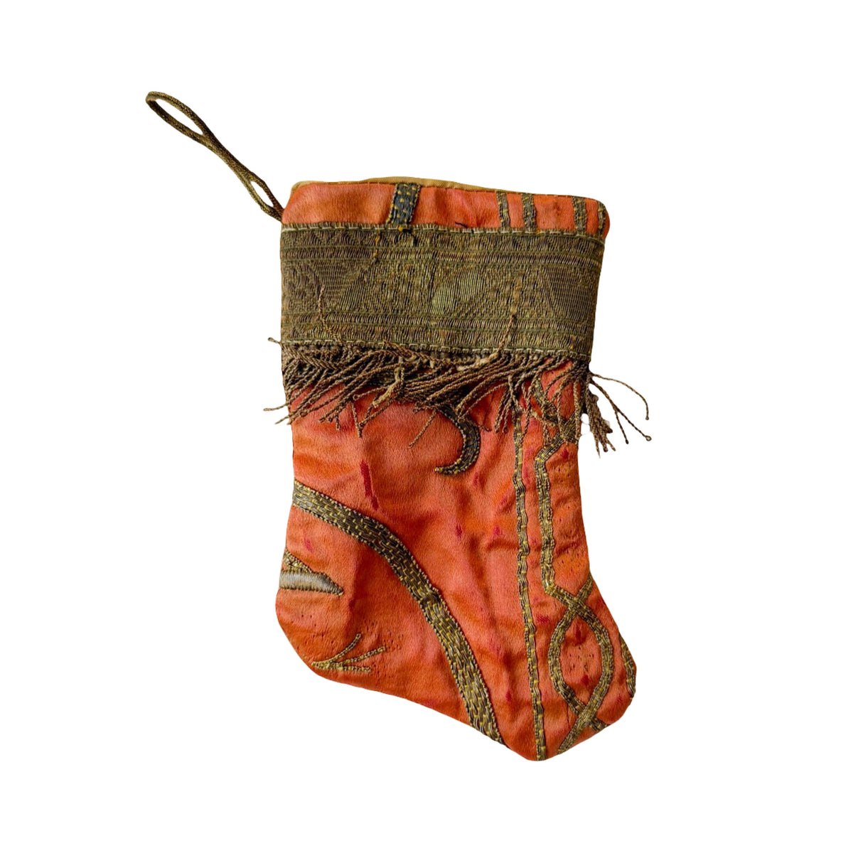 Handmade Mini Stocking from Antique and Vintage Textiles Ornament B. Viz Design D