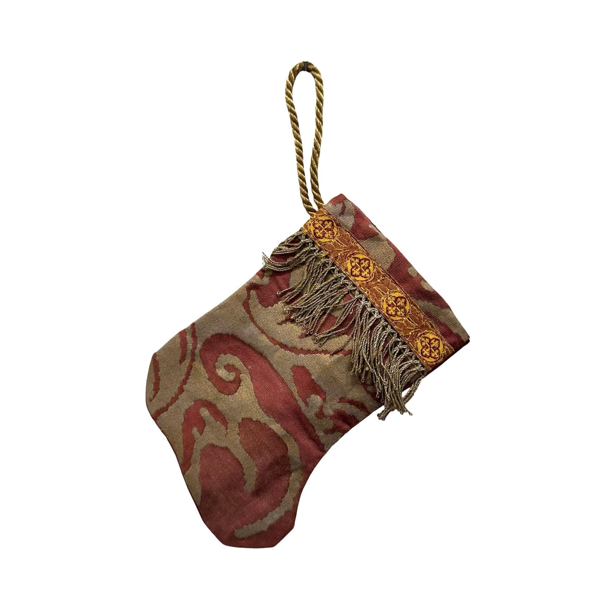 Handmade Mini Stocking from Antique and Vintage Textiles Ornament B. Viz Design F