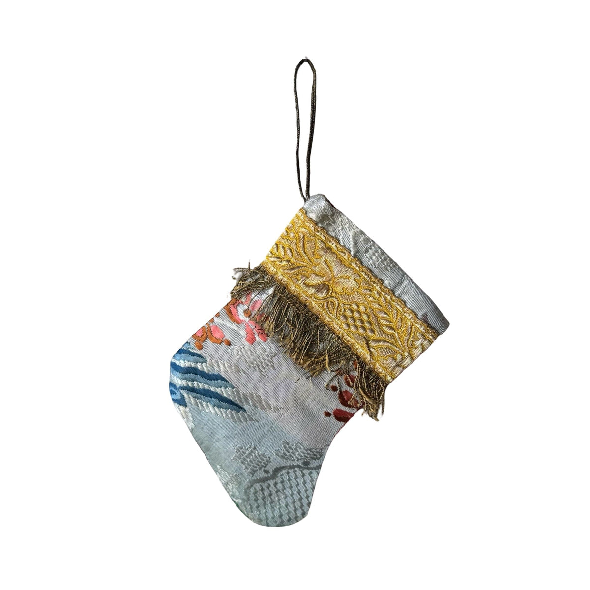 Handmade Mini Stocking from Antique and Vintage Textiles Ornament B. Viz Design J