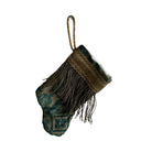 Handmade Mini Stocking from Antique Textiles - Aged Blue and Bronzed Silver Fortuny Ornament B. Viz Design B