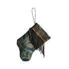 Handmade Mini Stocking from Antique Textiles - Aged Blue and Bronzed Silver Fortuny Ornament B. Viz Design F